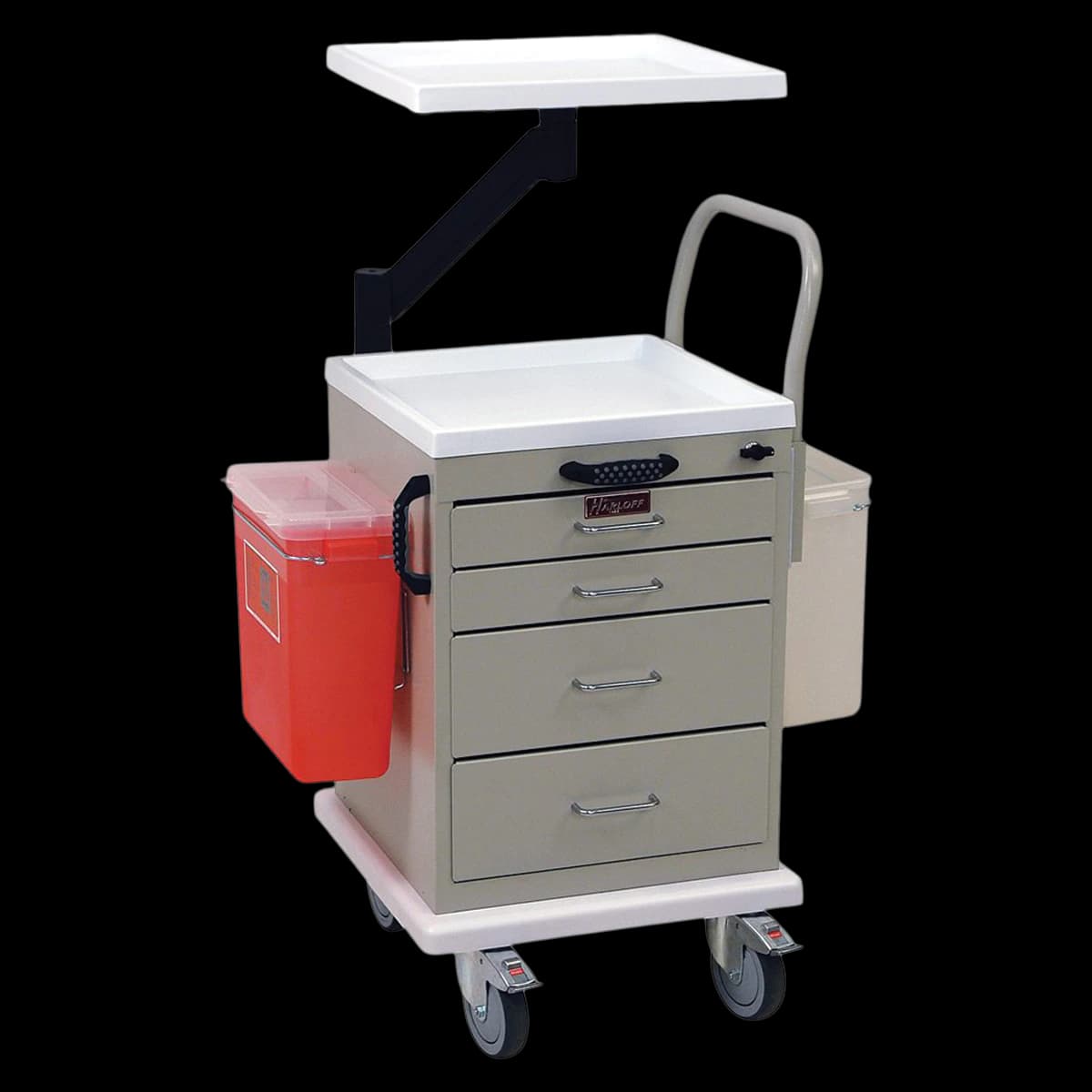 Harloff Start Cart with 4 Locking Drawers, 21.5" x 22.5" x 30", 4 Casters - Cart Start Lck 4Drw 21.5x22.5 - Image 1