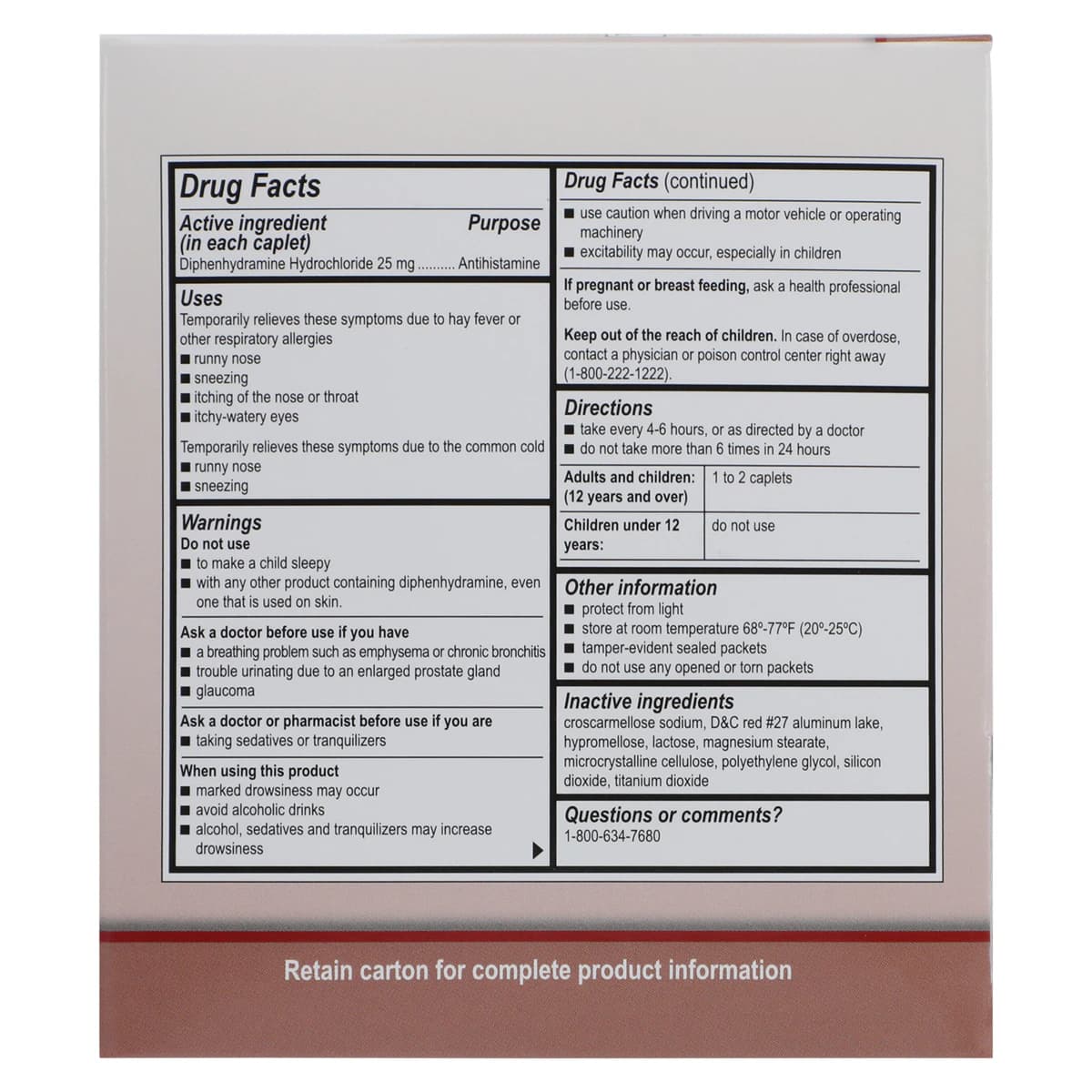 Medique Diphenhydramine HCL 25mg Caplets, Allergy Relief, Unit Dose Packets, 200/Box thumbnail 8