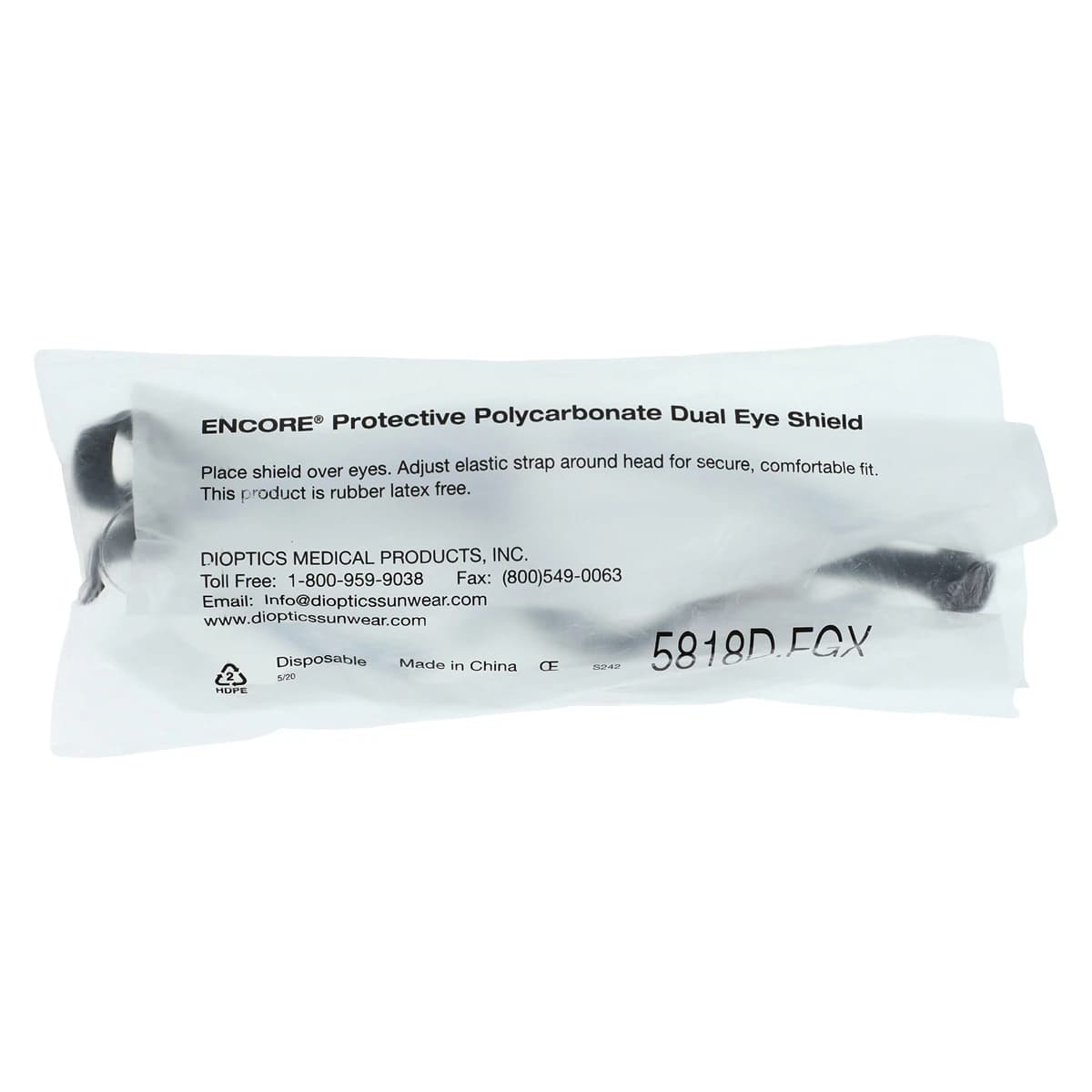 FGX Encore Safety Goggles Eye Shield, Clear, Each thumbnail 5