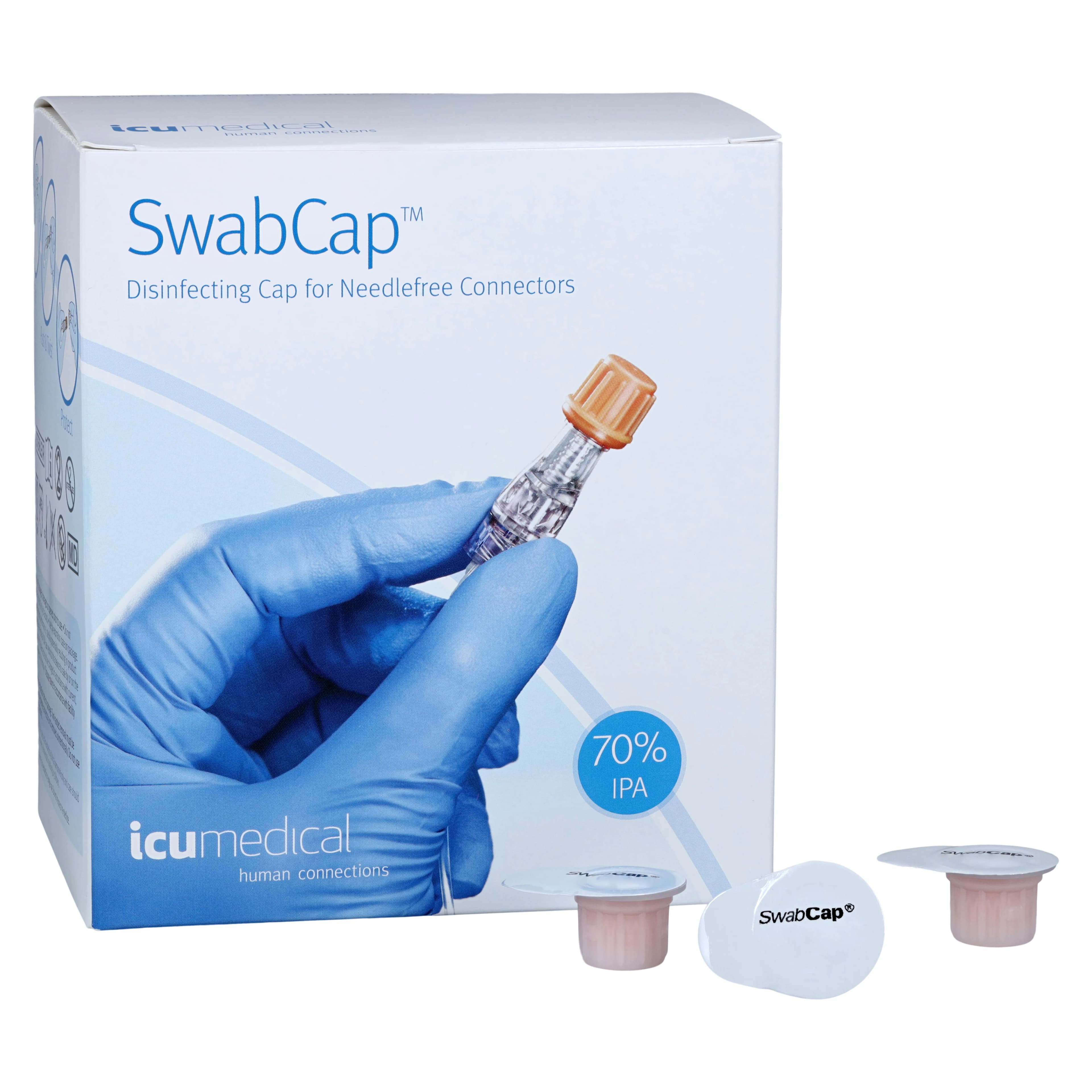 ICU Medical SwabCap XT Needleless Connector Cap, 70% IPA, 200/Box thumbnail 2