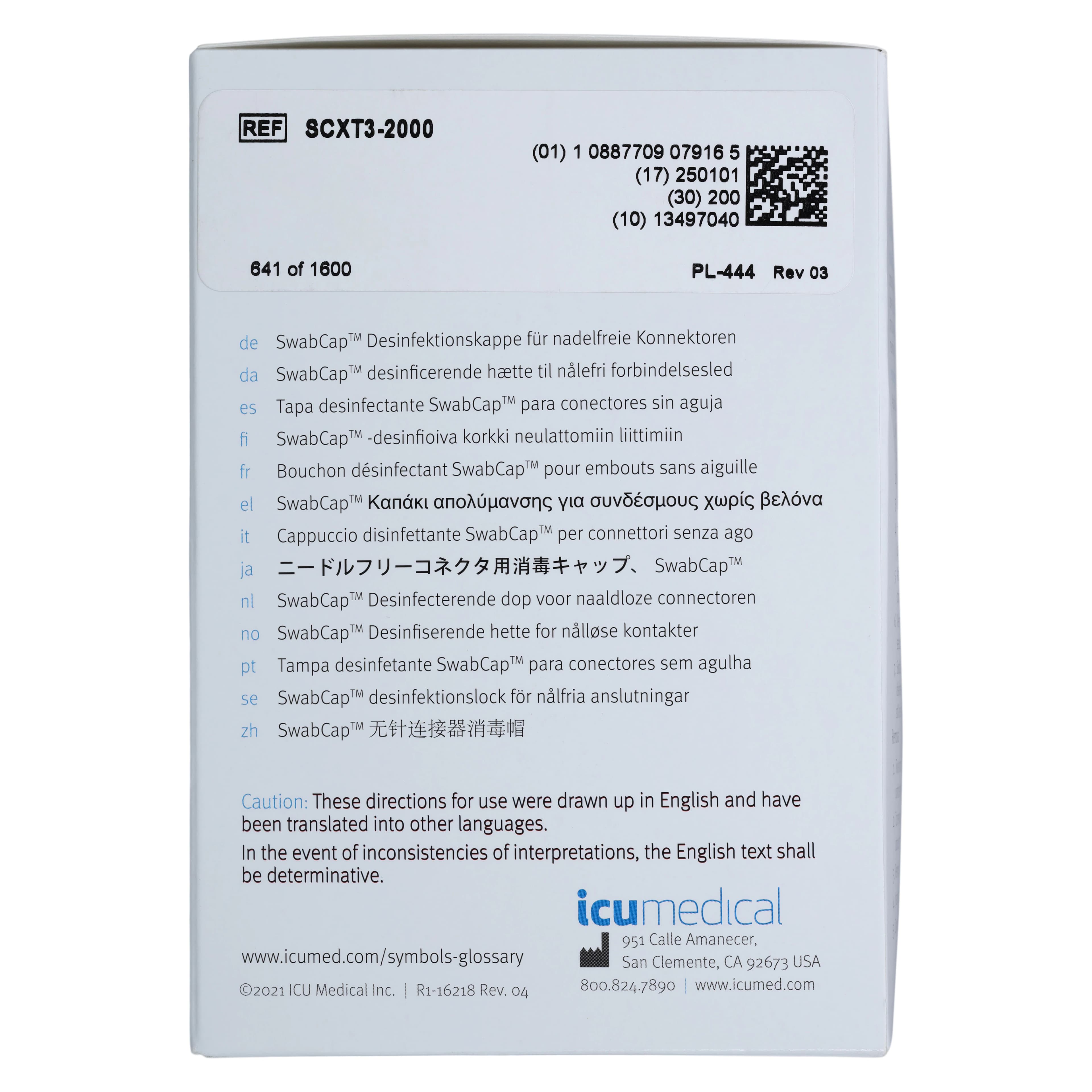 ICU Medical SwabCap XT Needleless Connector Cap, 70% IPA, 200/Box thumbnail 6