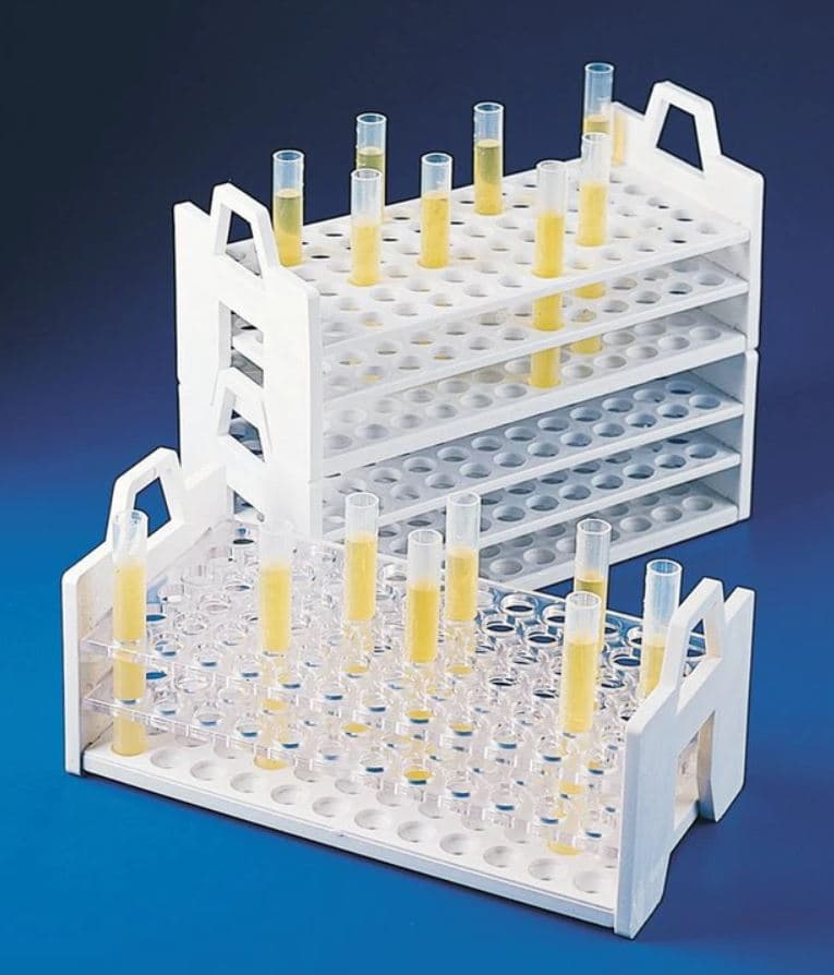 Bel-Art Products Stack Rack Test Tube Rack, Polypropylene, 10-13mm, 72-Place, White, Reusable - Rack Test Tube PP f/10-13mm - Image 1