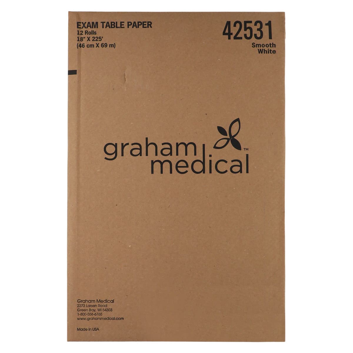 Graham Medical Table Paper Smooth White, 18 in x 225 in, Latex-Free, 12/Case thumbnail 3