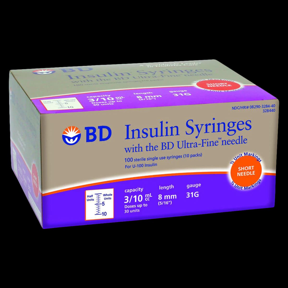 UltraFine Insulin Syringe, 0.3mL, 31G x 6mm, Conventional, Disposable, 500/Case - UltraFine Insulin Syringe .3mL - Image 1