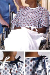 Encompass Group Pacifica Patient Gown, Adult Unisex, Blue/Mauve, 68" x 48", 55% Cotton/45% Polyester, Each - Gown Patient 68x48"Blue/Mauve - Image 1