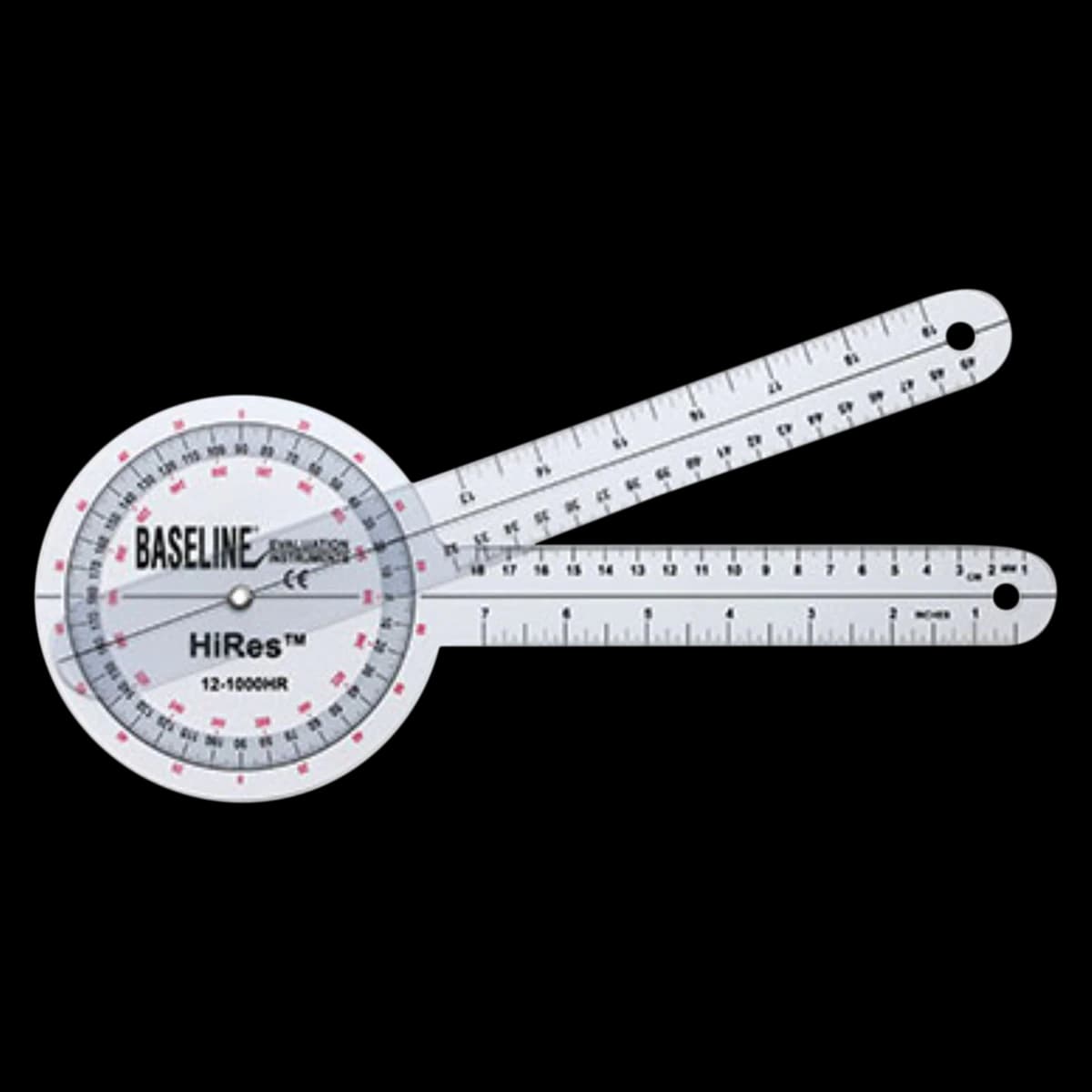 Baseline HiRes Goniometer, 12" 360 Degree Range, Transparent - Goniometer HiRes Baseline Trns - Image 1