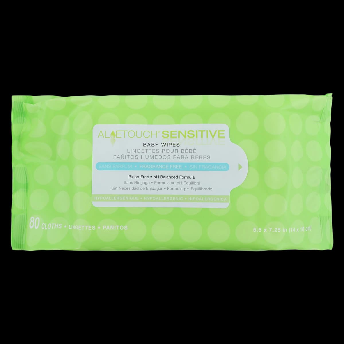 AloeTouch Baby Wipes, Unscented, Hypoallergenic, Latex-Free, 80 Wipes per Pack, 24 Packs/Case - Wipes Baby Econ 5-1/2x7-1/4" - Image 1