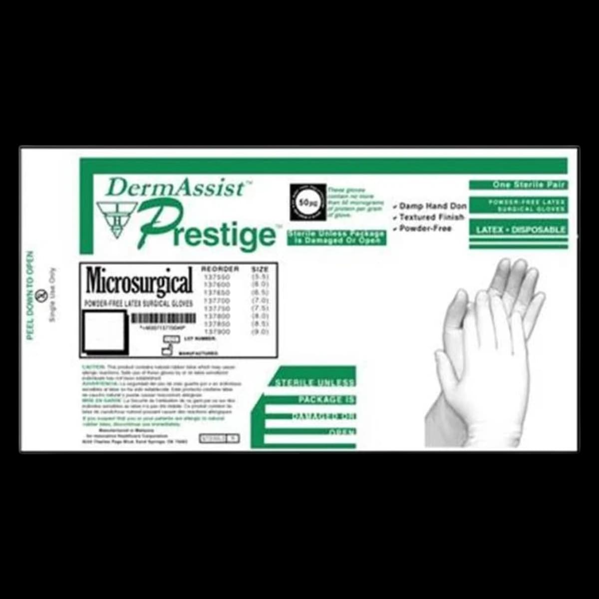 DermAssist Prestige Latex Surgical Gloves, Powder Free, Sterile, Size 7.5, Natural, 100 Pair/Case - DermAssist Glv PF Ltx Srg Strl - Image 1
