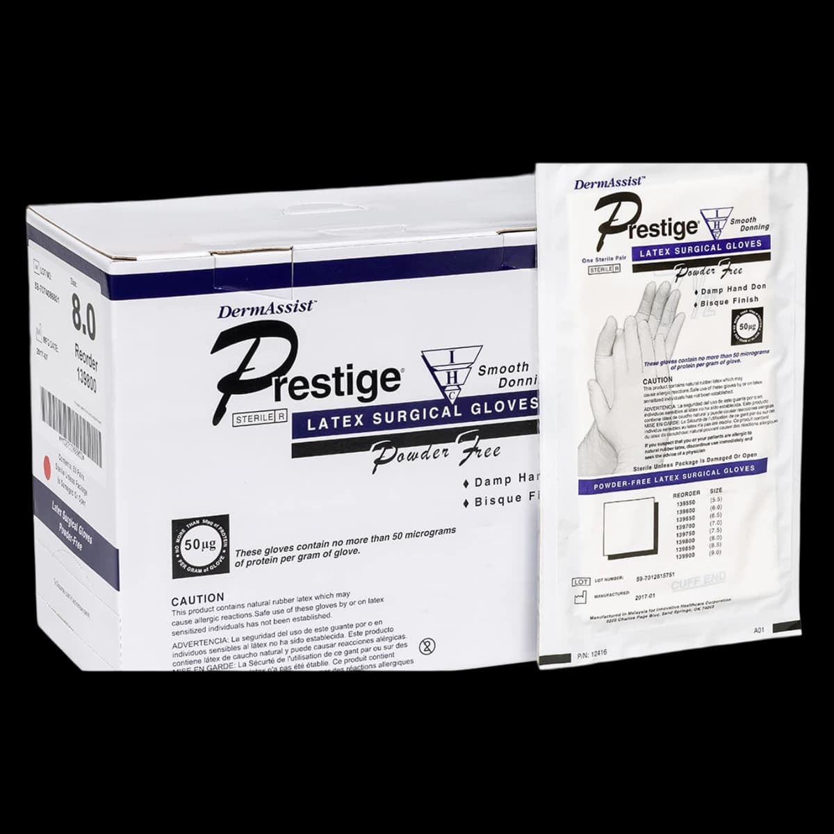 DermAssist Prestige DHD Latex Surgical Gloves, Powder Free, Sterile, Size 6, Natural, 200 Pairs/Case - DermAssist DHD Glv PF Ltx Strl - Image 1