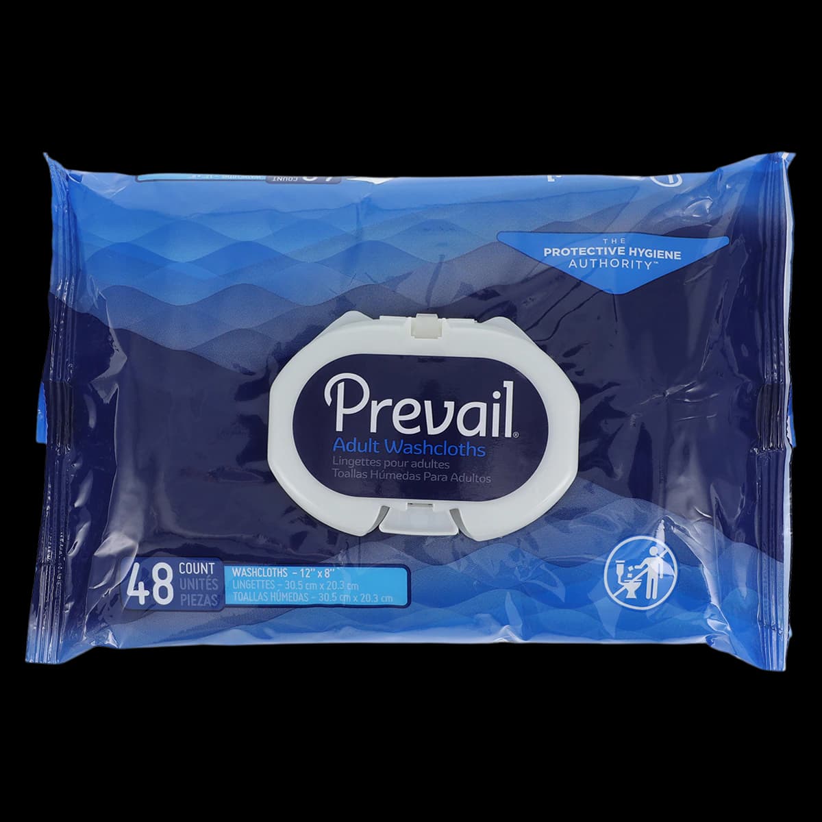 Prevail Scented Disposable Wet Washcloths, Adult, White, 12" x 8", 48/Case - Prevail Wshclth Wet Adlt Disp - Image 1