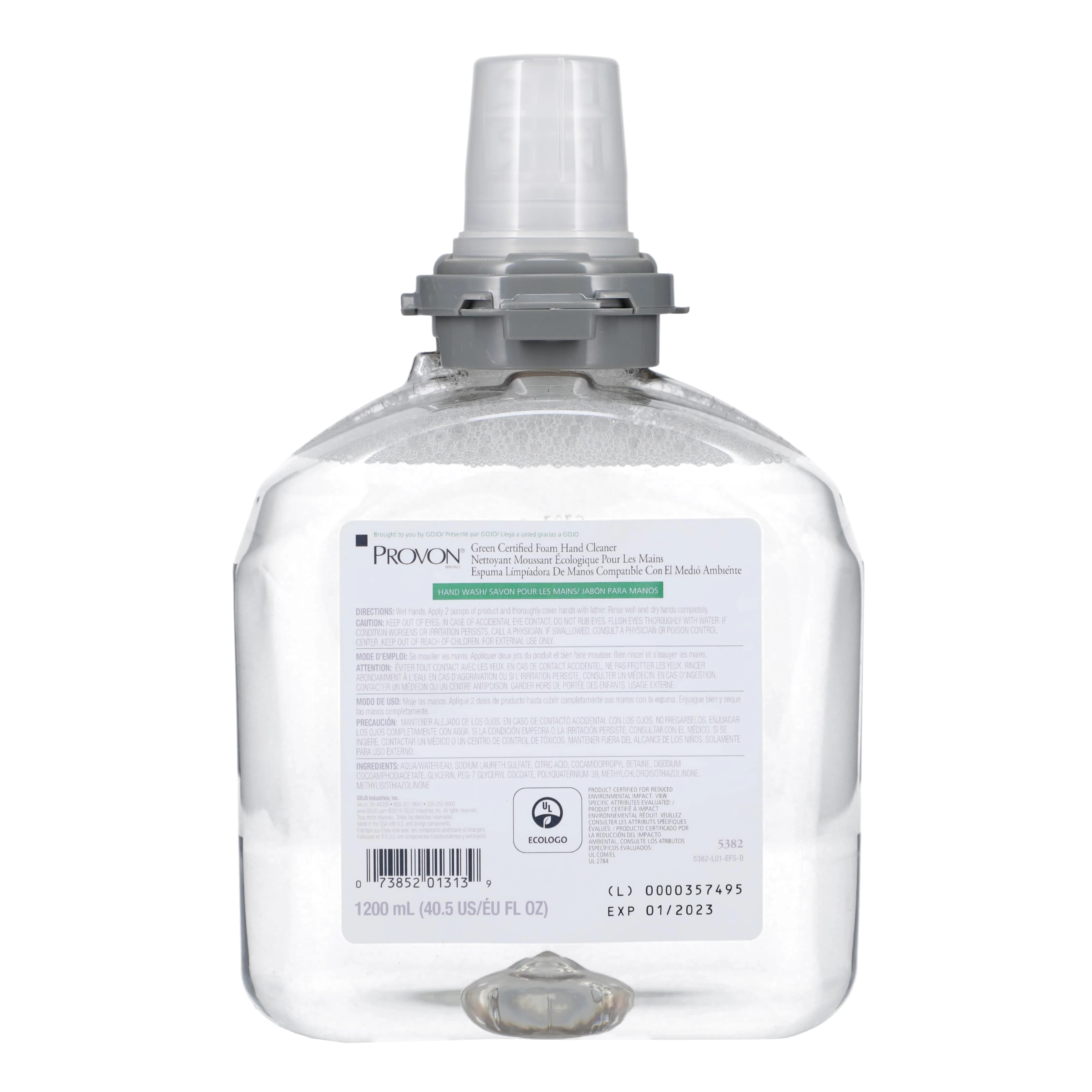 Provon Foam Handwash, Green Certified, Fragrance Free, 1200 mL Refill, 2/Case - Provon Hndwsh GrnCert Fm Refl - Image 1