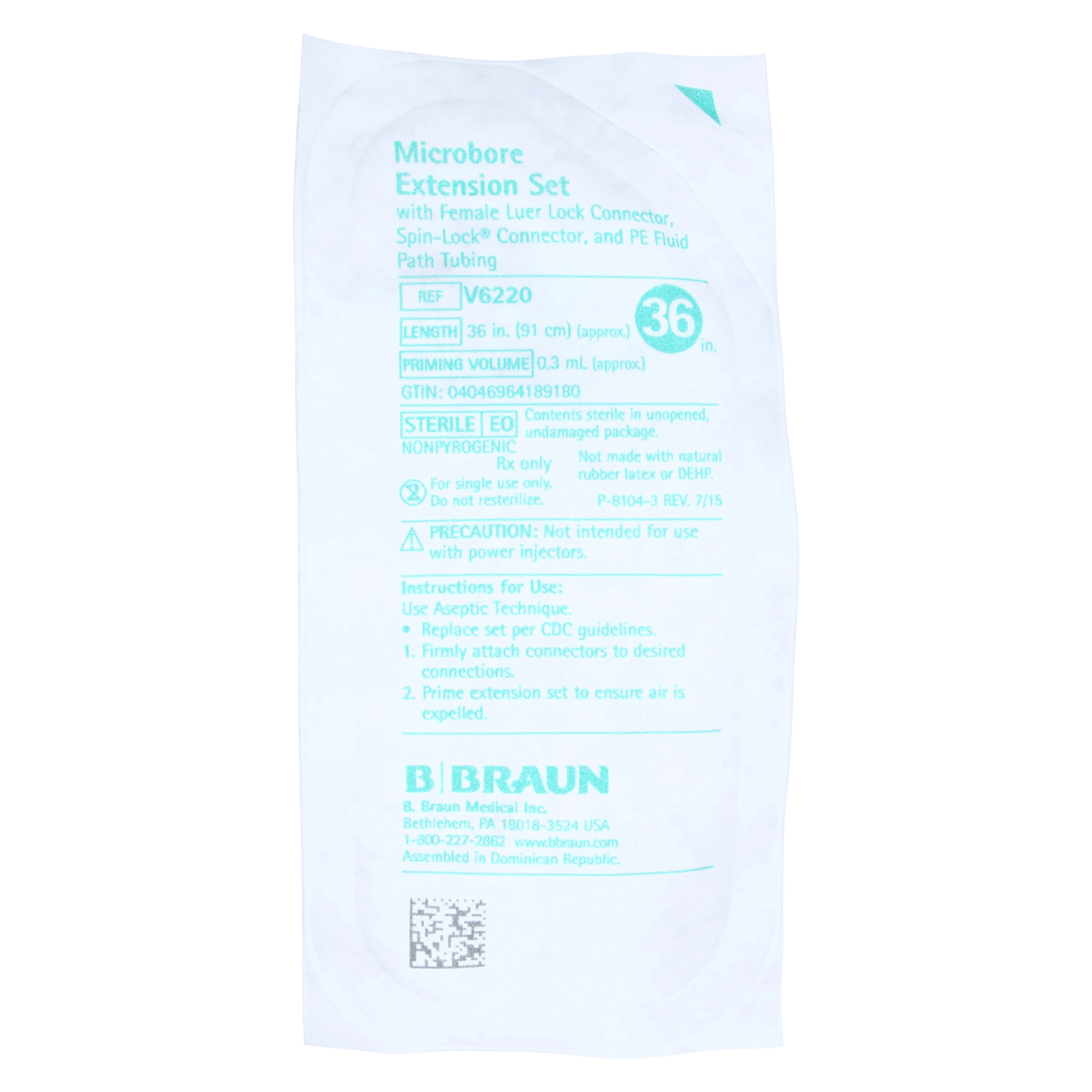 B. Braun Extension Set PVC-Free, Syringe Pump IV, 36", Microbore, Female Luer/Male Luer Lock, 0.3mL Priming Volume, 50/Case - Extension Set PVC - Image 1
