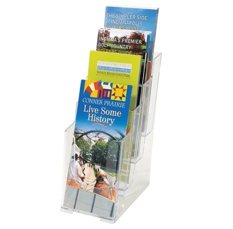 Deflect-O Countertop Literature Display, Leaflet Size, Clear, 10 in x 4 7/8 in x 8 in - Literature Dispaly Leaflet Sz - Image 1