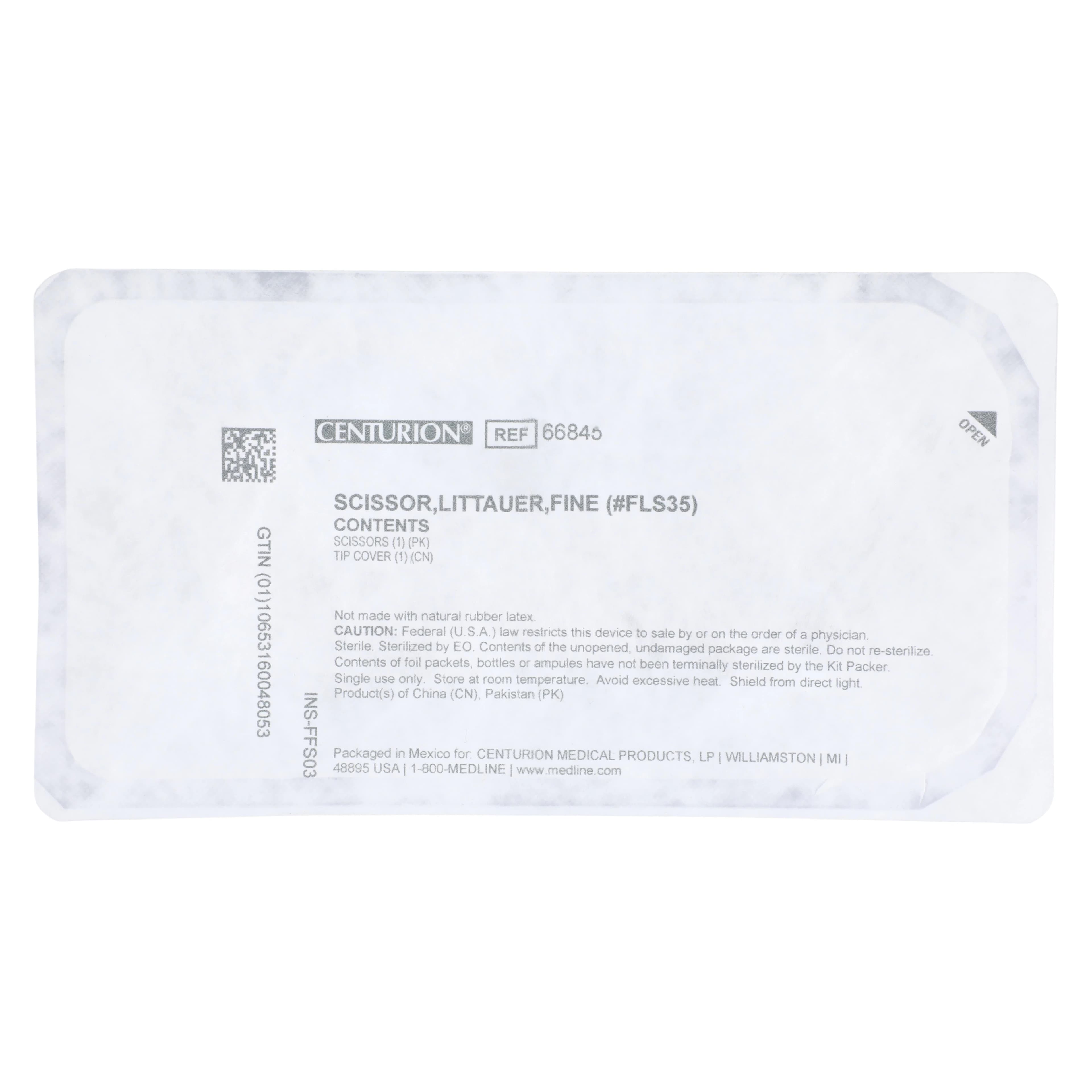 Littauer Stitch Scissors, 3-1/2" Stainless Steel, Sterile, Disposable, 20/Case thumbnail 3
