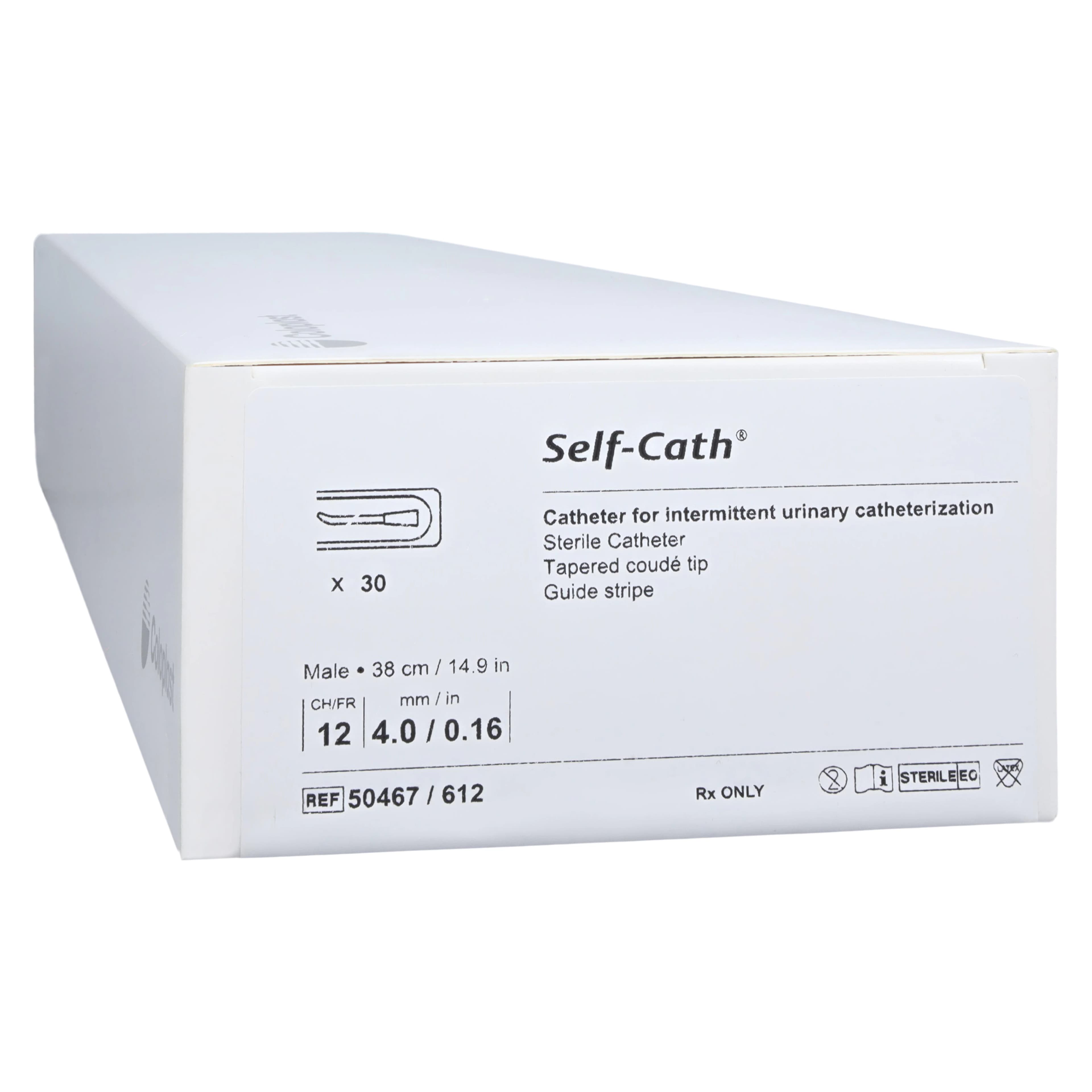 Coloplast Self-Cath Intermittent Catheter, Coude Tapered Tip, Silicone, 12 Fr - Cath Coude Tapered Self Male - Image 1