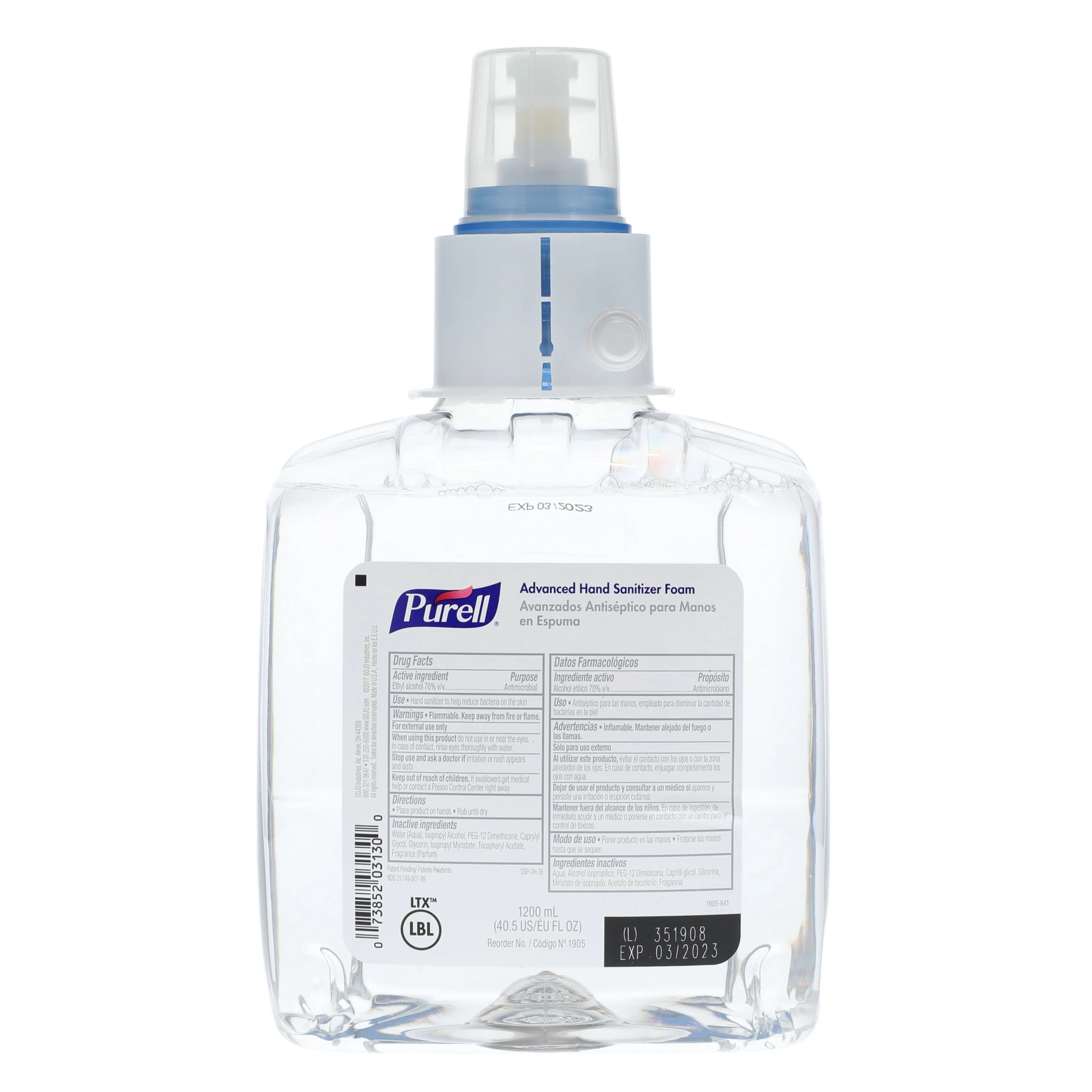 Purell Advanced Hand Sanitizer Foam, 1200 mL Refill Bottle, 70% Alcohol, Fruit Scent, 2/Case - Purell Advanced Hand Sanitizer Foam - Image 1