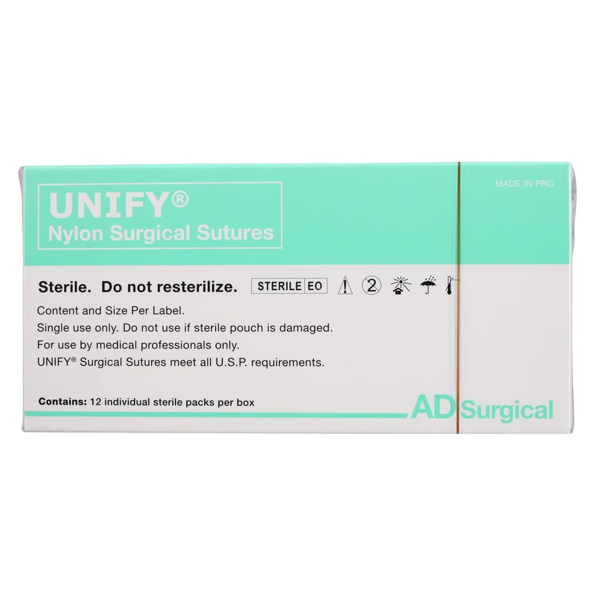 Unify Suture Nylon Monofilament 6-0, 18" Non-Absorbable, P-13 Reverse Cutting 3/8 Circle Needle 13mm, Black, 12/Box thumbnail 4