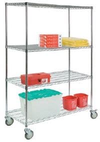 Lakeside Wire Utility Cart, 4 Shelves, 18" x 36" x 63", with (4) 5" Swivel Casters - Cart Wire 4 Shelf 18x36x63 - Image 1