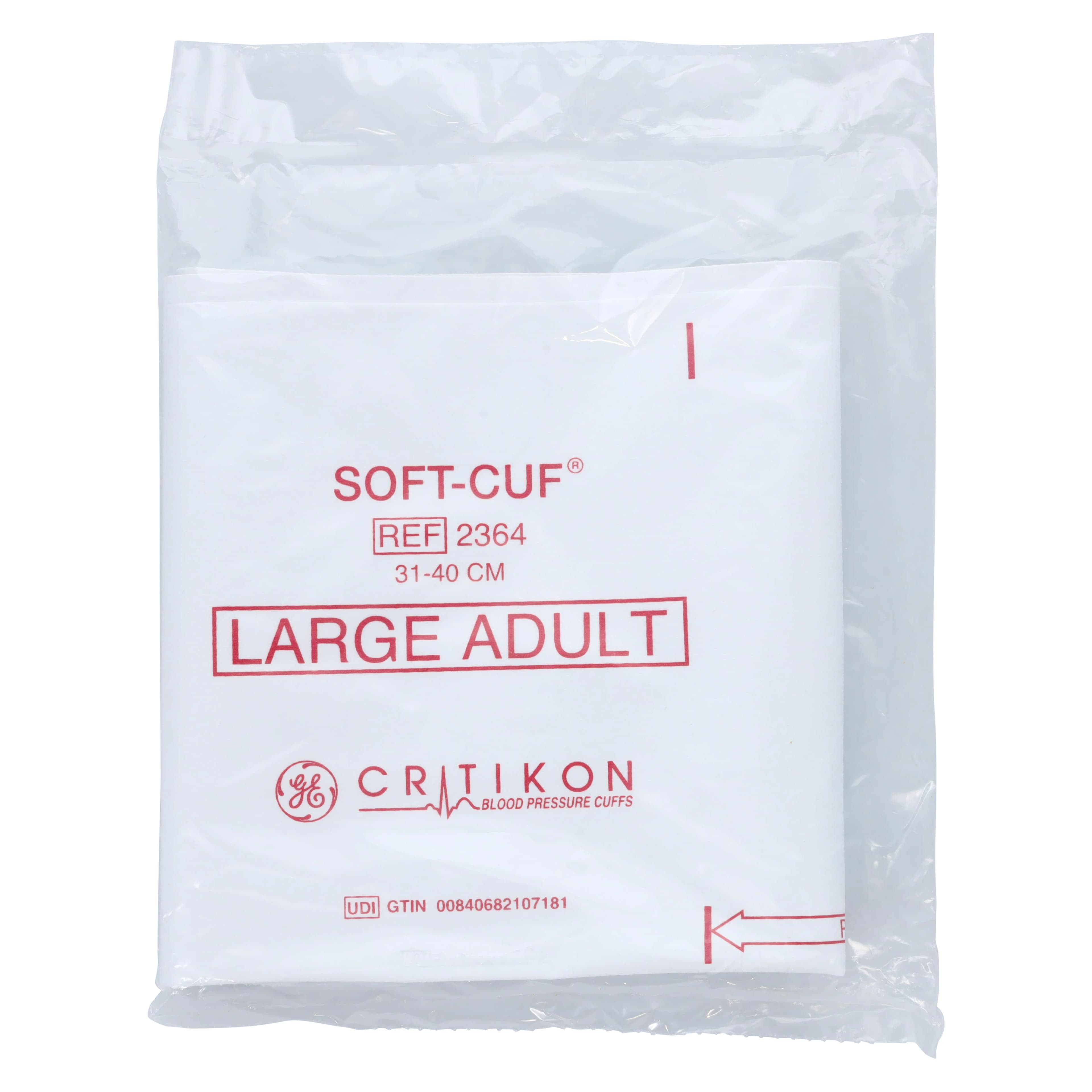 Critikon Soft-Cuf Blood Pressure Cuff, Arm, Latex-Free, White/Rose, 20/Box - Cuff BP Soft-Cuf Arm LF - Image 1