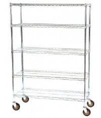 Lakeside Mobile Wire Shelving Cart, 5-Shelf, 18"D x 48"W x 63"H, 5" Casters (4 Swivel, 2 with Brakes) - Cart Wire 5-Shelf 18x48x63" - Image 1
