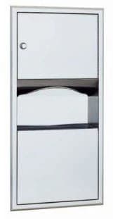 Bobrick Classic Series Satin Steel Towel Dispenser, 5-8/10 x 26-5/8" - Dispenser Towel & Waste Basket - Image 1