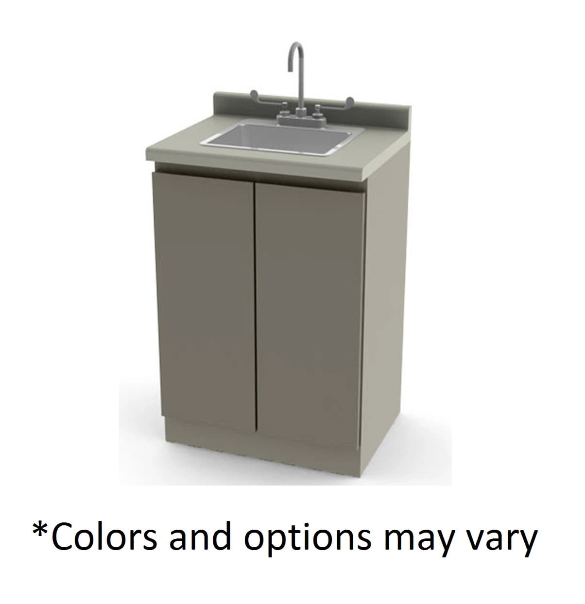 UMF Medical Base Cabinet, 2-Door with Sink and Faucet, Stainless Steel/Laminate - Cabinet Base 2Dr Sink/Faucet - Image 1