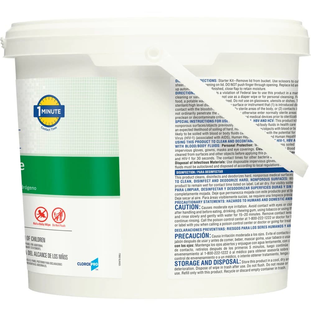 Clorox Healthcare Peroxide Wipes Canister, 12 in x 11 in, 185 Wipes x 2/Case thumbnail 5