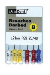 Diadent #35 XF Barbed Broaches, 25mm, 6/Box - 35 25mm Barbed Broaches XF (6) - Image 1