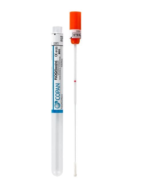 Copan FLOQSwabs Nasopharyngeal Swab, Nylon Flocked Mini-Tip, 100mm Breakpoint, Sterile Tube, 1000/Case - Swab FloQ - Image 1