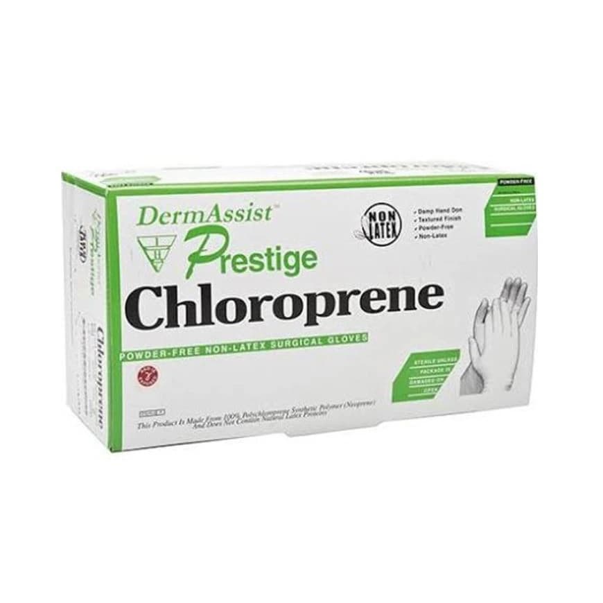 Prestige Chloroprene Surgical Gloves, Powder-Free, Latex-Free, Sterile, Size 6, White, 100/Case - DermAssist Glv Surg PF LF ST - Image 1