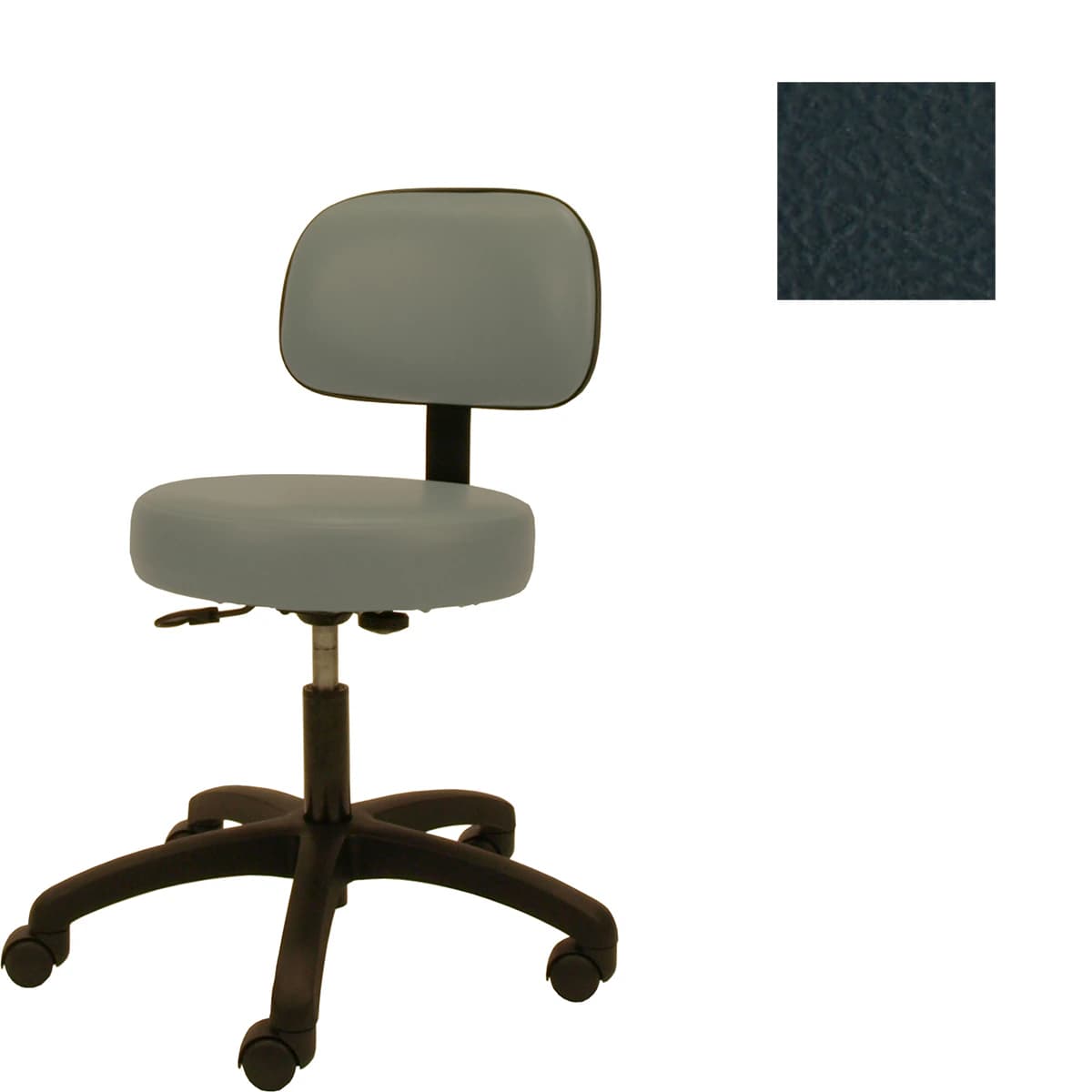 Winco Mfg Stool Gas Lift Task Chair, Black, 250 lb Capacity, 5-Leg Casters with Back - Stool Gas Lift 5Lg Cstrs Back - Image 1