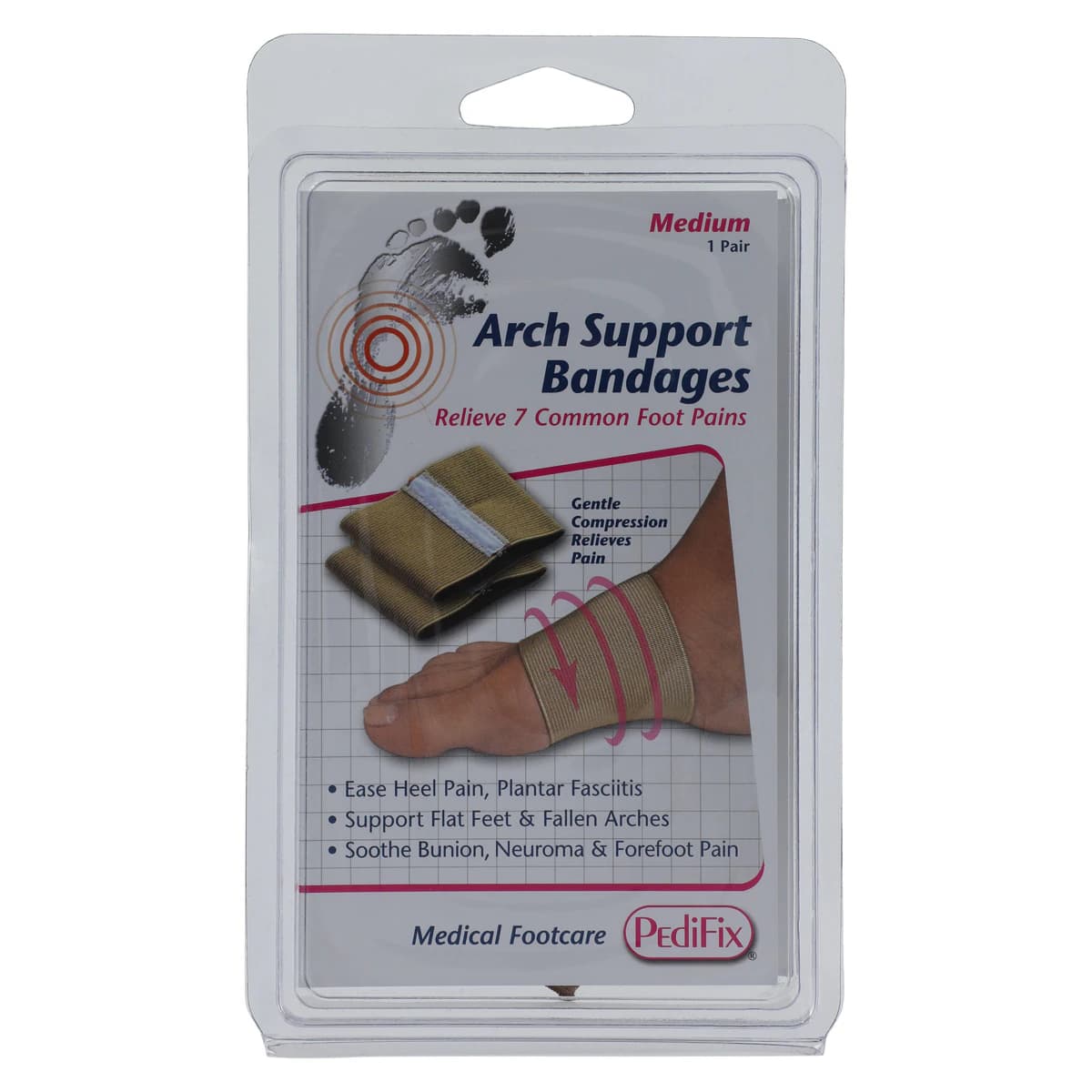 Pedifix Arch Support Bandage, Stretch Elastic, Universal/Medium, Beige, 2/Package - Bandage Arch Support PediFix - Image 1