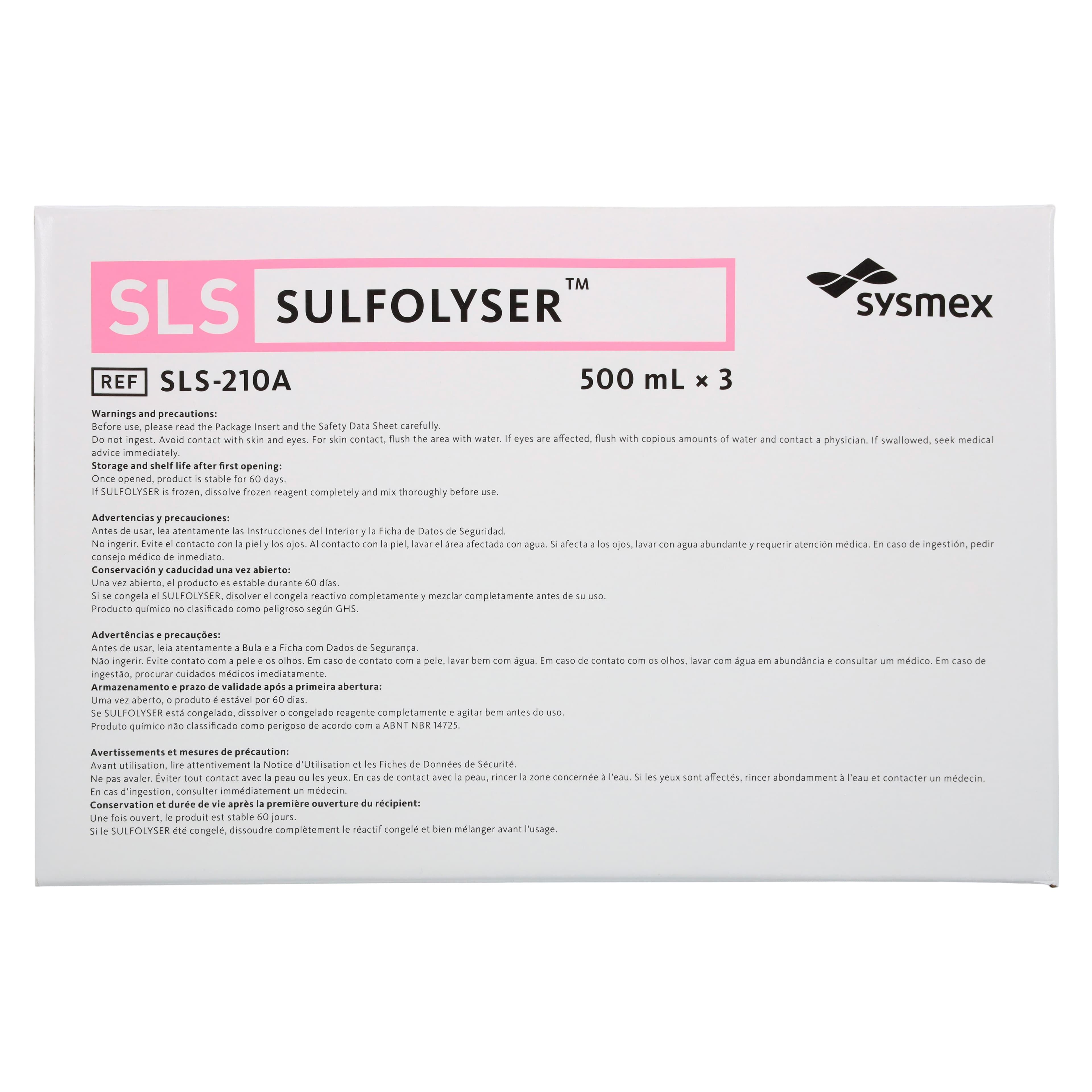 Sysmex Sulfolyser Reagent, 3 x 500 mL Bottles per Box thumbnail 4