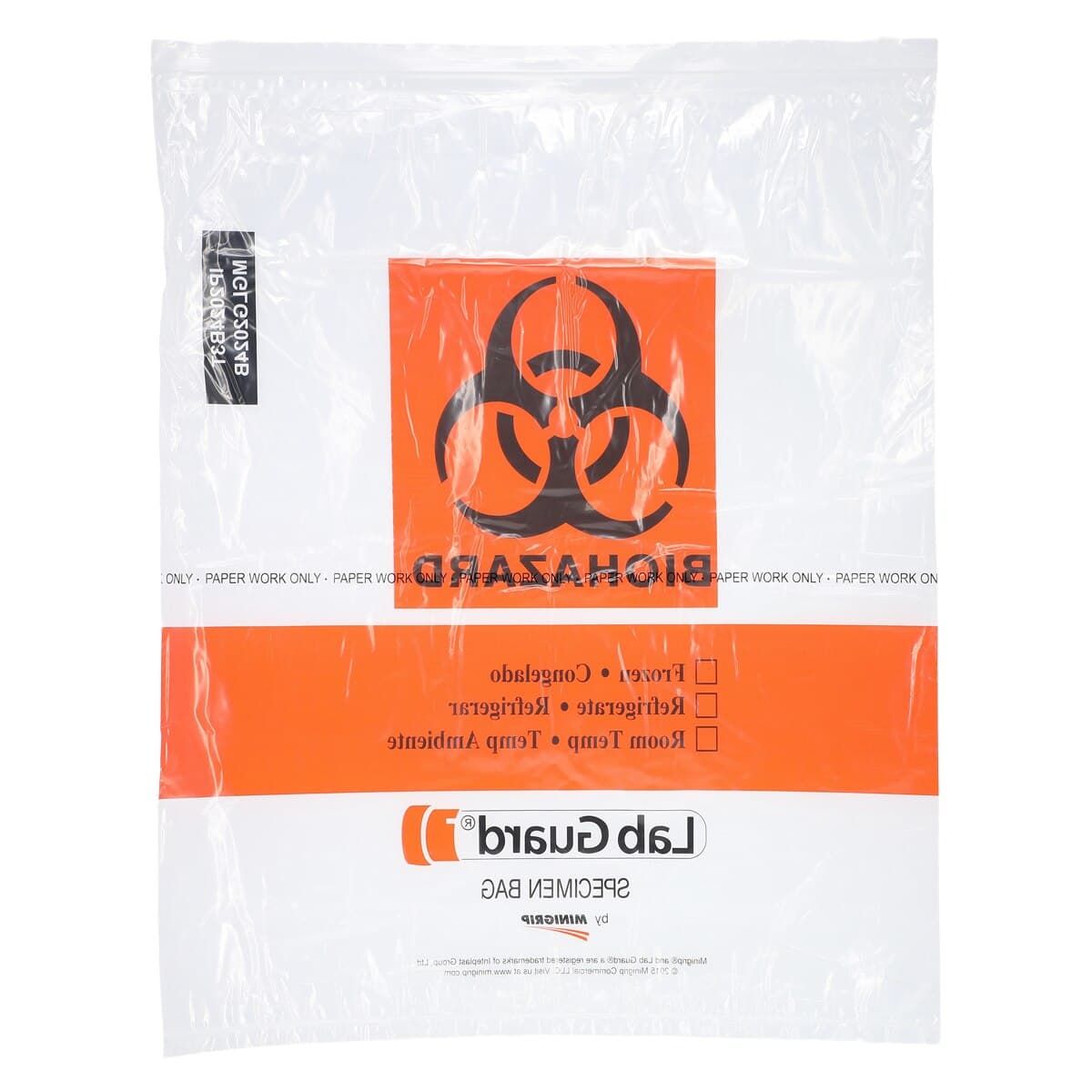 Speci-Zip Biohazard Specimen Bag, 20x24", Clear Zip Closure with Biohazard Symbol, 2 Pockets/3 Wall, 100/Case thumbnail 2