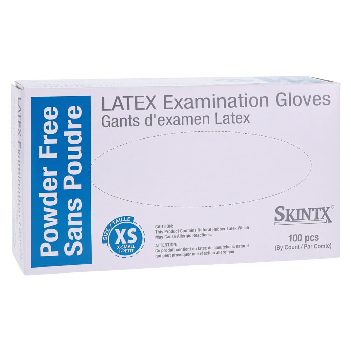 SkinTX Latex Exam Gloves, Powder Free, Non-Sterile, X-Small, White thumbnail 4