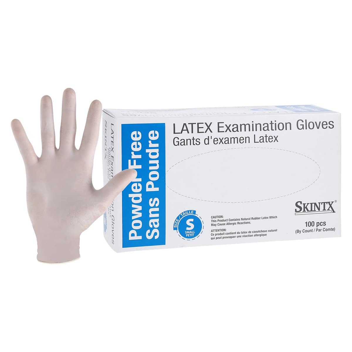 TG Medical SkinTX Latex Exam Gloves, Powder Free, Textured, Small, White, Non-Sterile - Glove Exam Ltx Skintx PF Txtr - Image 1