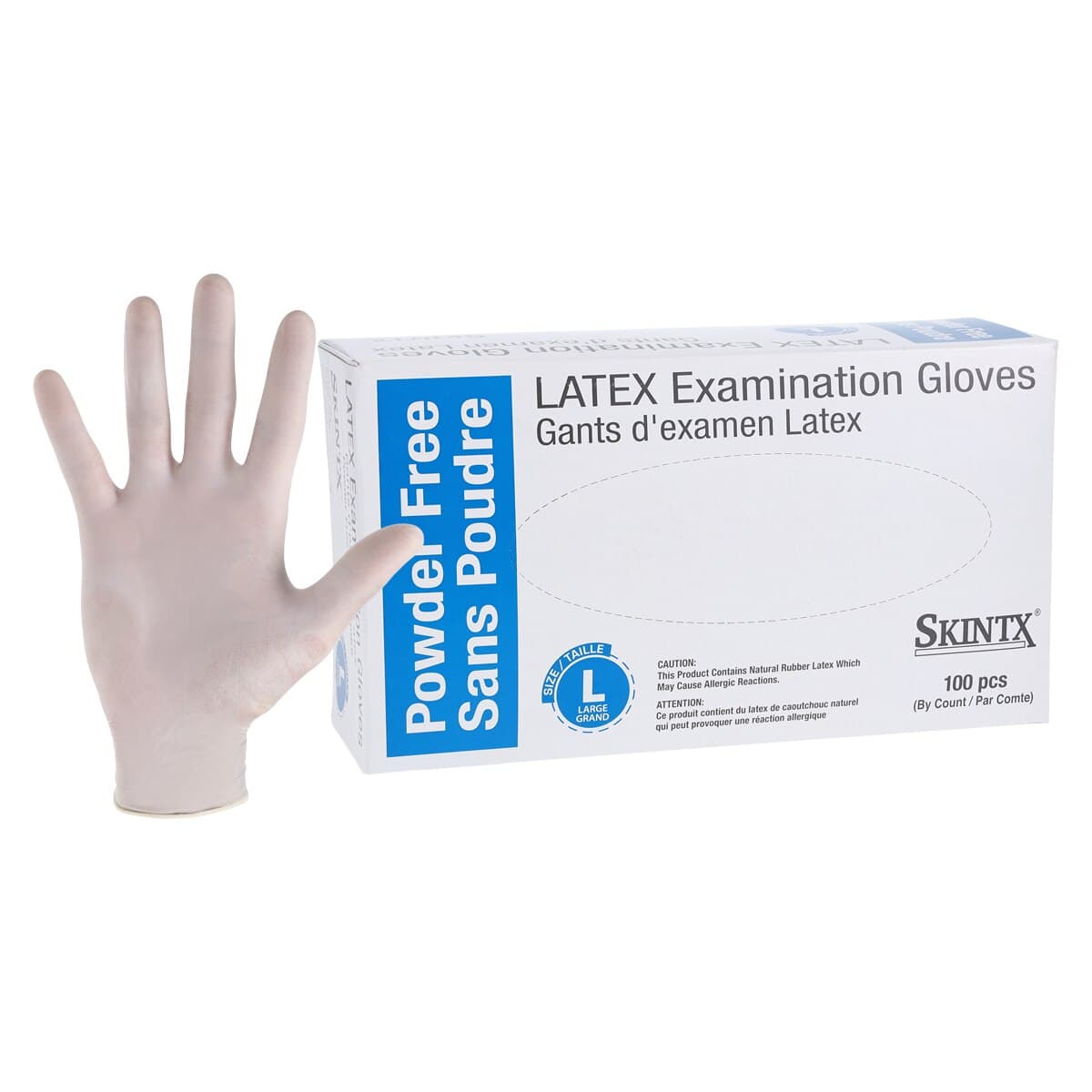 TG Medical SkinTX Latex Examination Gloves, Powder Free, Textured, Large, White, Non-Sterile thumbnail 2