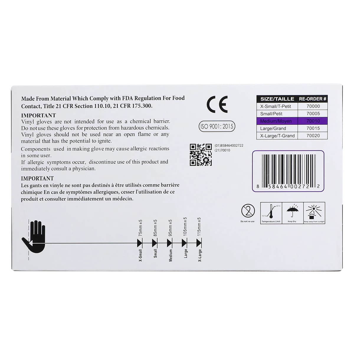 SkinTX Vinyl Exam Gloves, Powder Free, Non-Sterile, Medium, White thumbnail 7