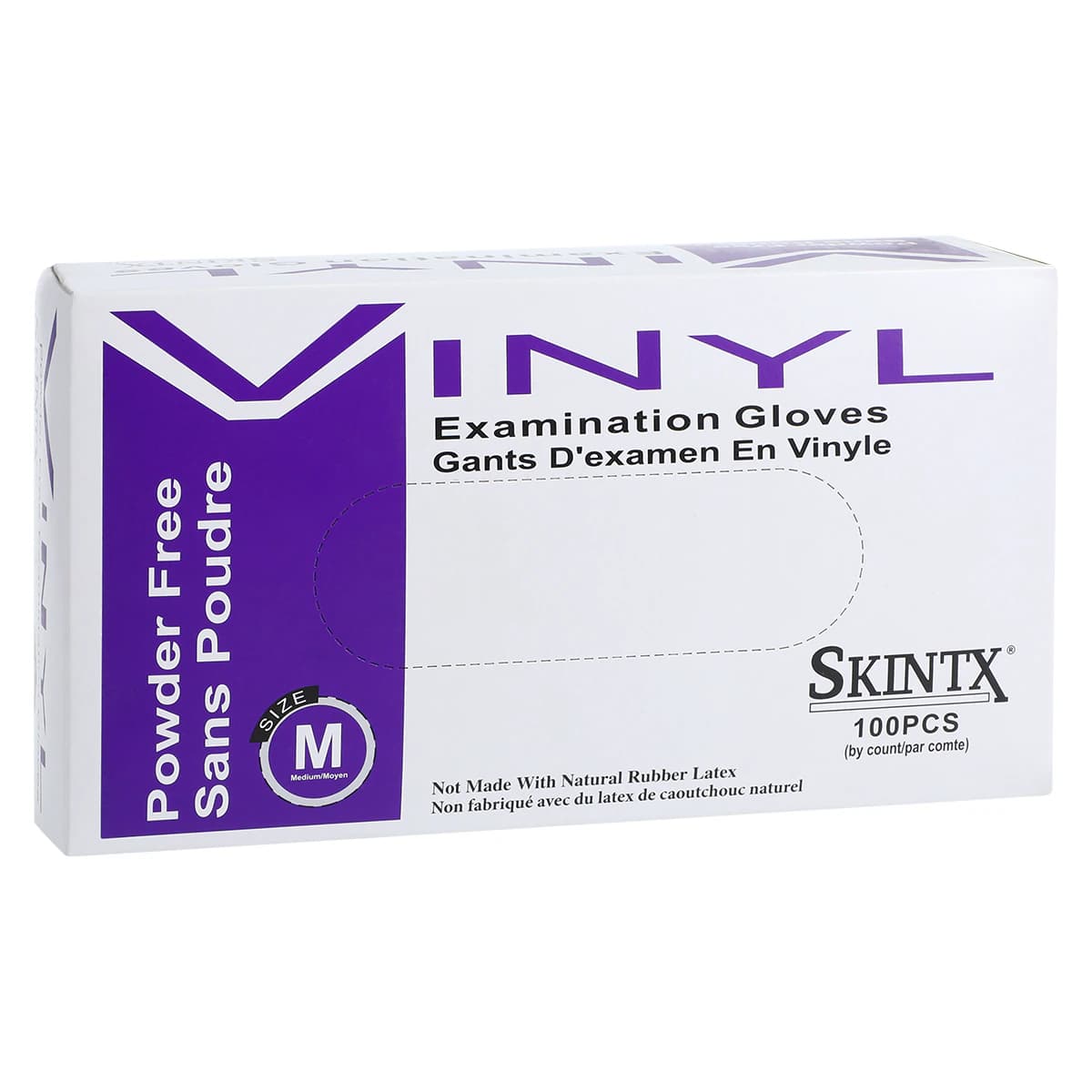 SkinTX Vinyl Exam Gloves, Powder Free, Non-Sterile, Medium, White thumbnail 4