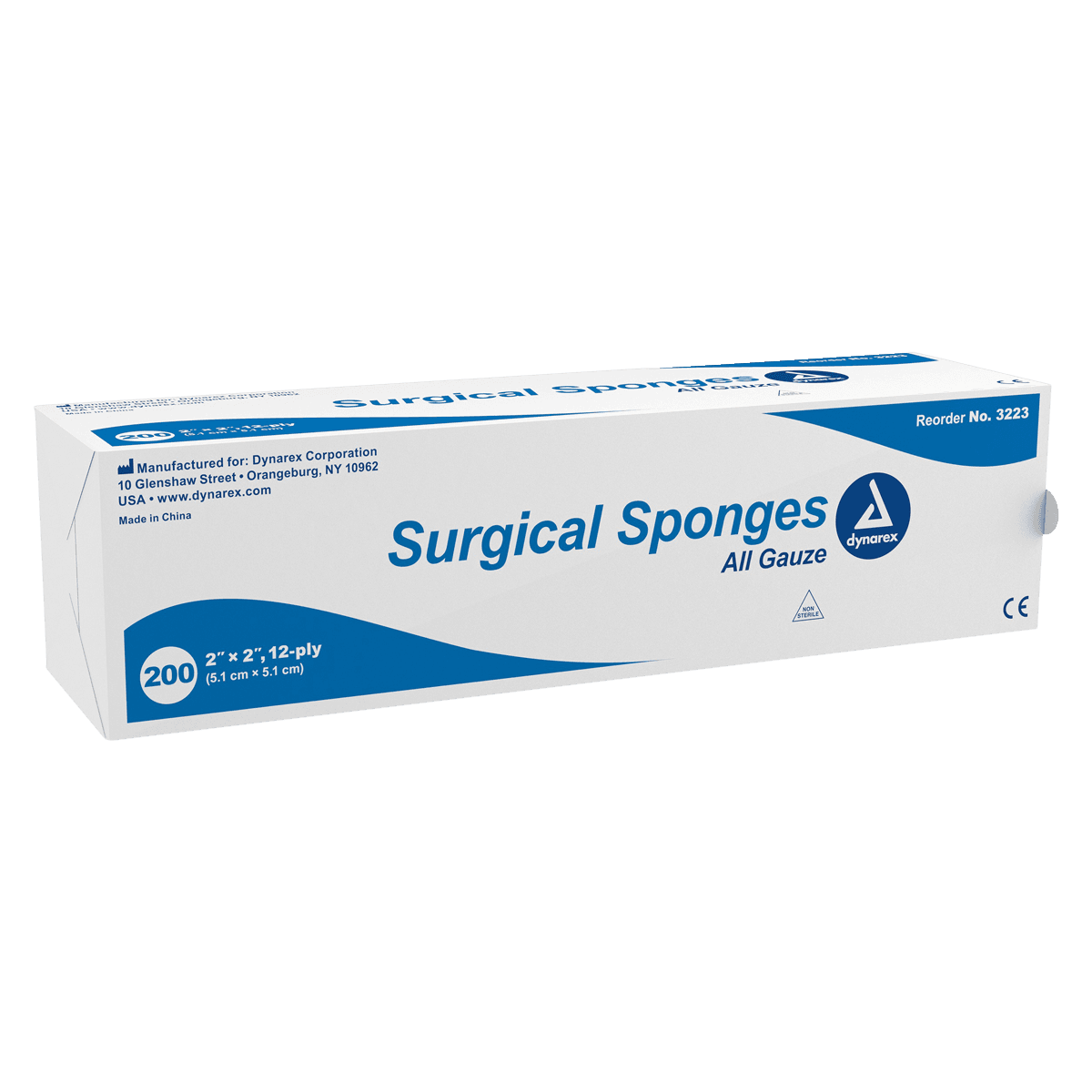 Dynarex Gauze Sponge, Non-Sterile, 12-Ply, 2x2", 100% Cotton, Latex-Free - Gauze Sponge NS 12Ply - Image 1