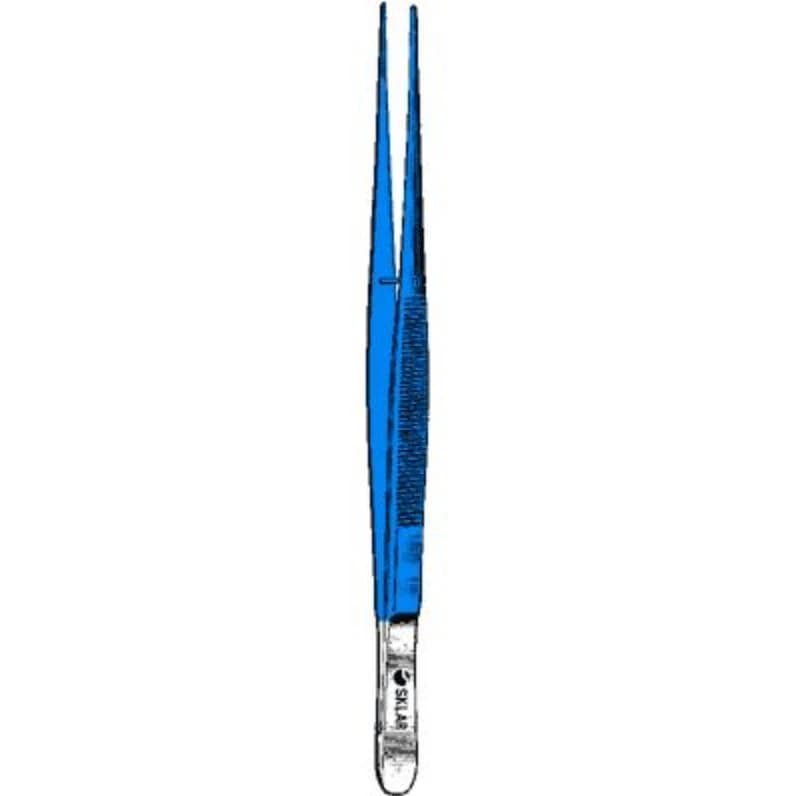 Sklar Potts-Smith Dressing Forceps, 10", Blue Coated, Stainless Steel - Forcep Sklar Blue Potts Smith - Image 1