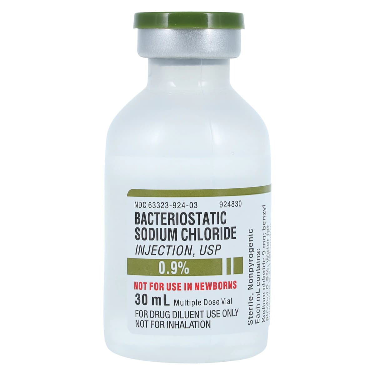 Sodium Chloride Bacteriostatic Injection 0.9%, 30 mL Multiple-Dose Vial, 25/Package thumbnail 3