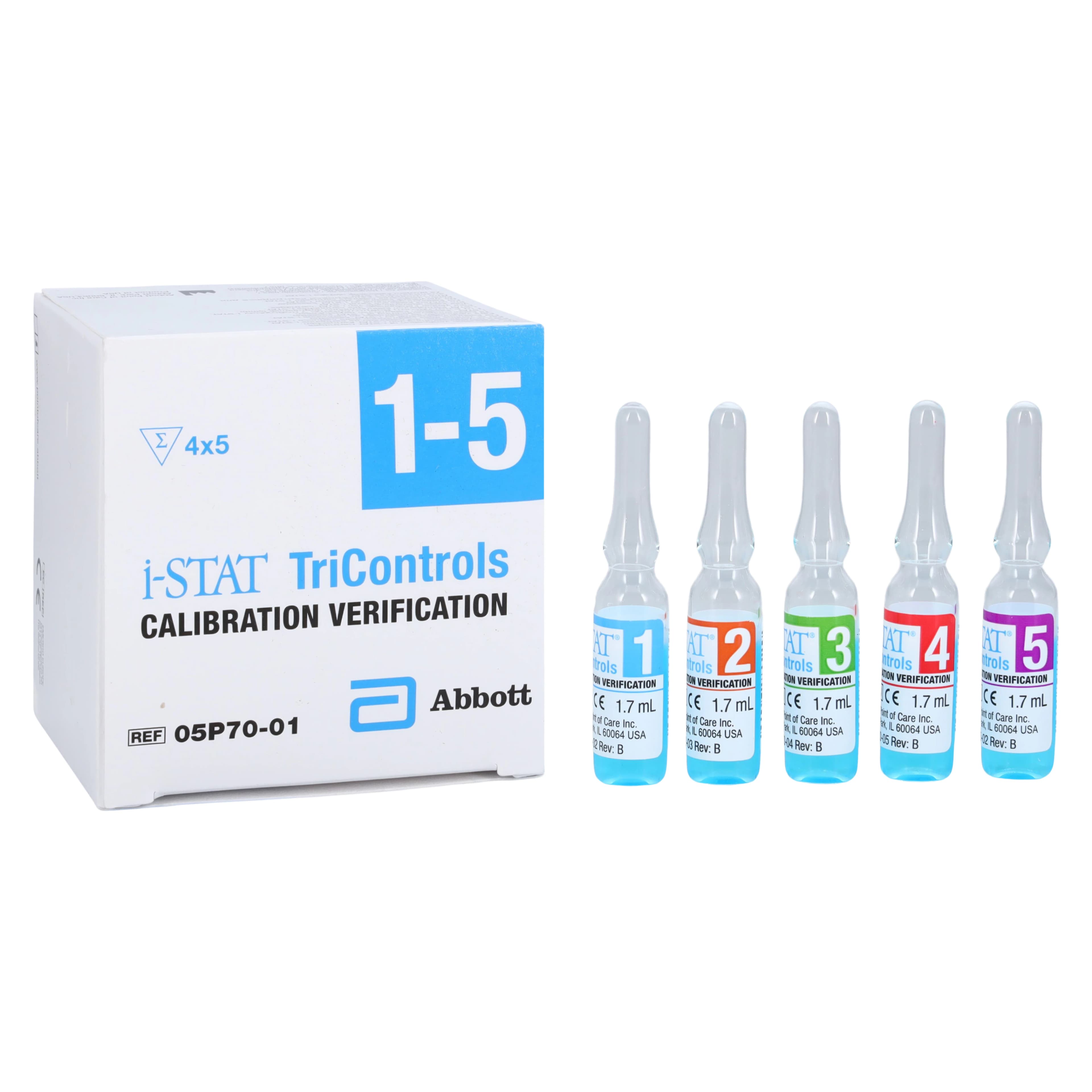Abbott i-STAT TriControl Levels 1-5 Control Set, 1.7 mL, 20/Box - ISTAT Tricontrols Levels 1-5 - Image 1