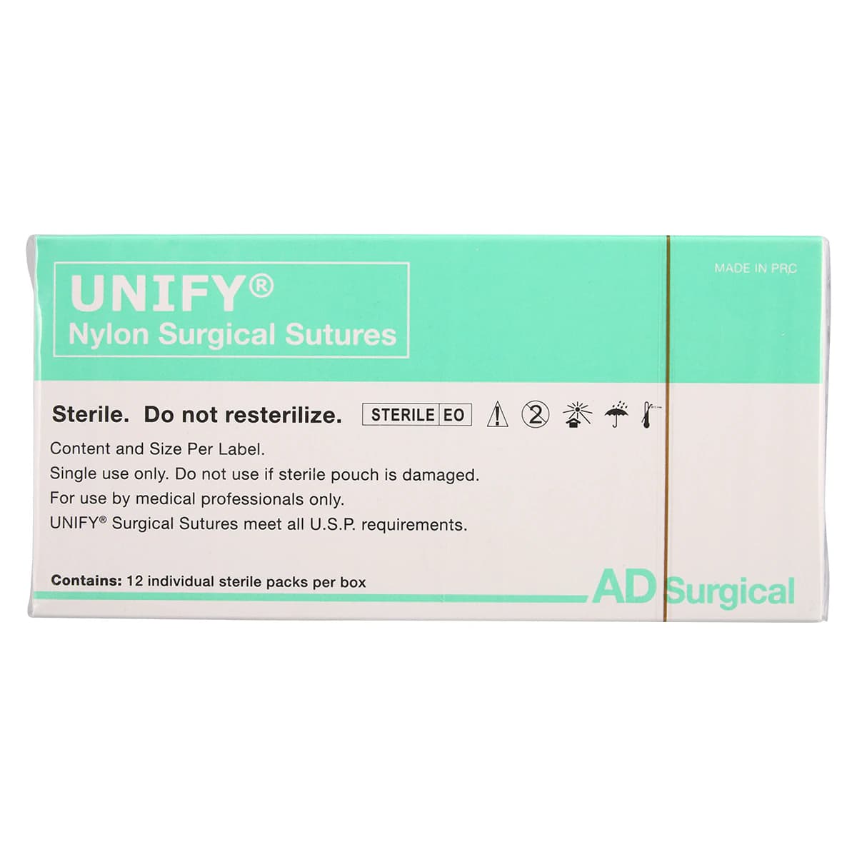 Unify Nylon Monofilament Non-Absorbable Suture, 4-0, 18", P-3 Reverse Cutting 3/8 Circle Needle 13mm, Uncoated Black, 12/Box thumbnail 4