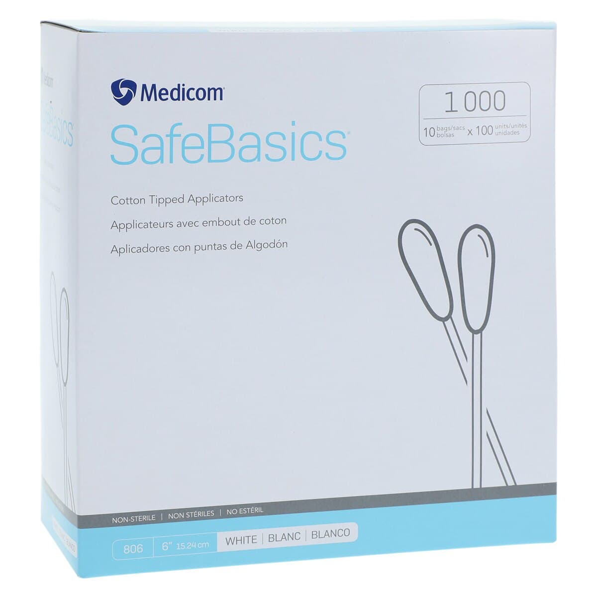 SafeBasics Cotton-Tipped Applicators, Wood Shaft, Non-Sterile, 6 in, 10000/Case thumbnail 3