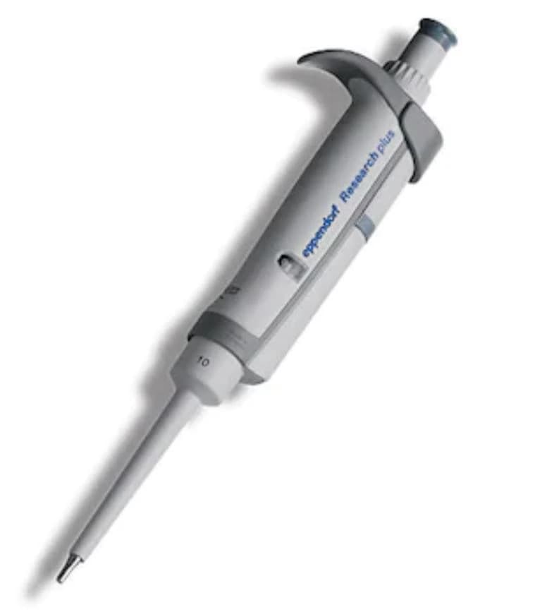 Eppendorf Research Plus Adjustable Volume Pipette, 0.5-10 µL, Gray, Single Channel - Pipette Single CH Adj Vol Gray - Image 1