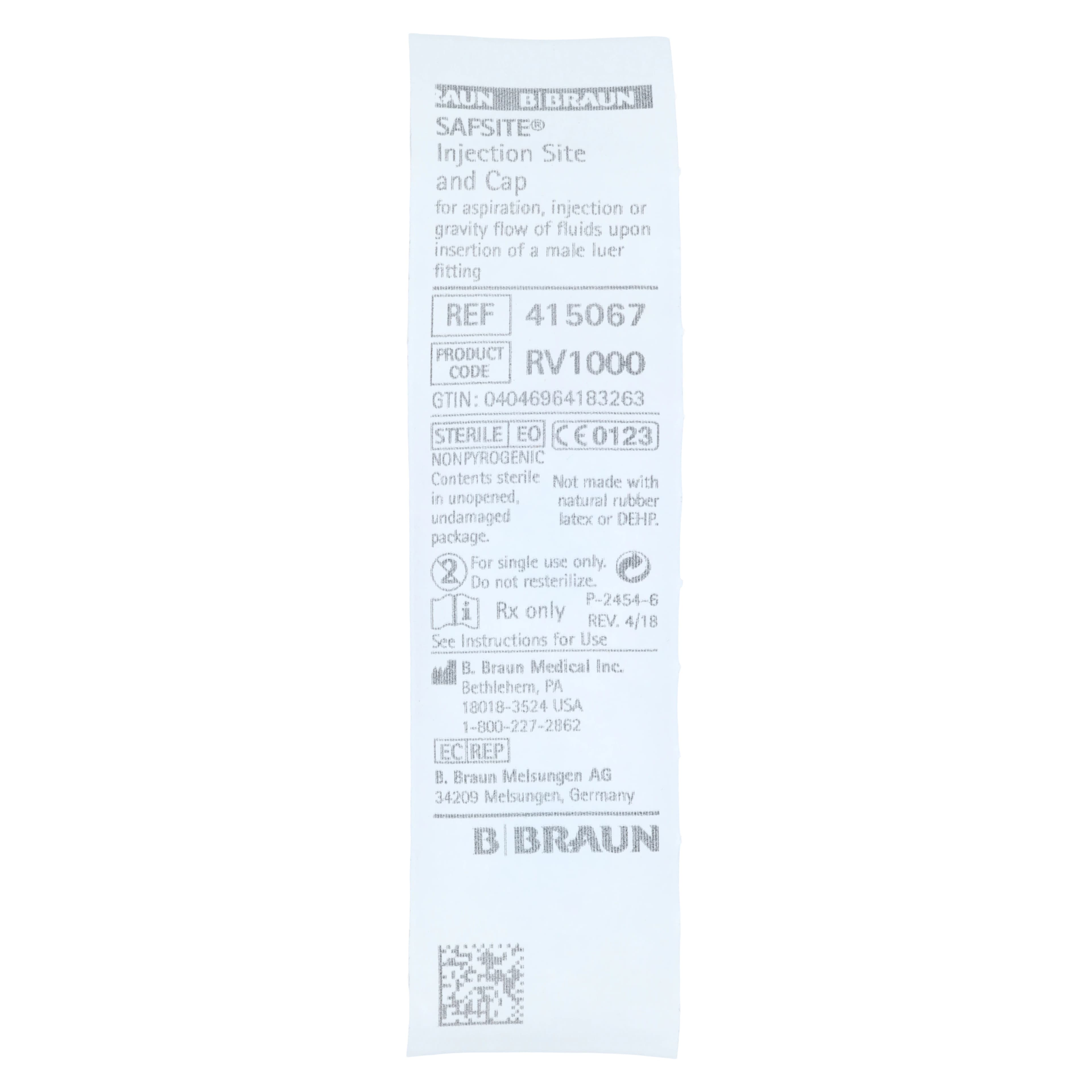 B. Braun Safe-Site Valve, Needleless, 0.12mL Priming Volume, 7/8" Luer, Non-DEHP, Sterile, Latex-Free, 100/Case - Safe-Site Valve - Image 1