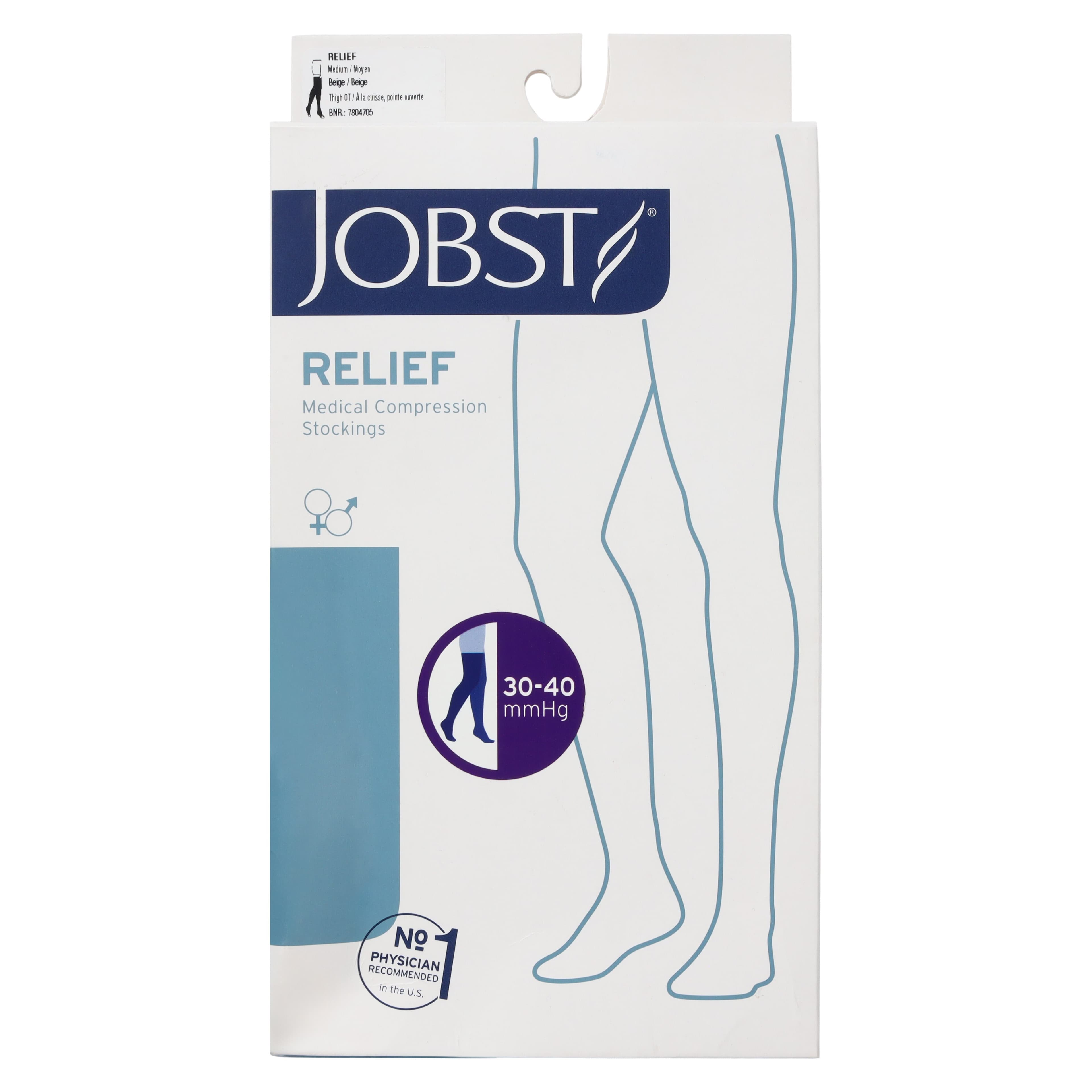 Jobst Relief Compression Stocking, Thigh High, Open Toe, Beige, 30-40 mmHg, Medium thumbnail 3