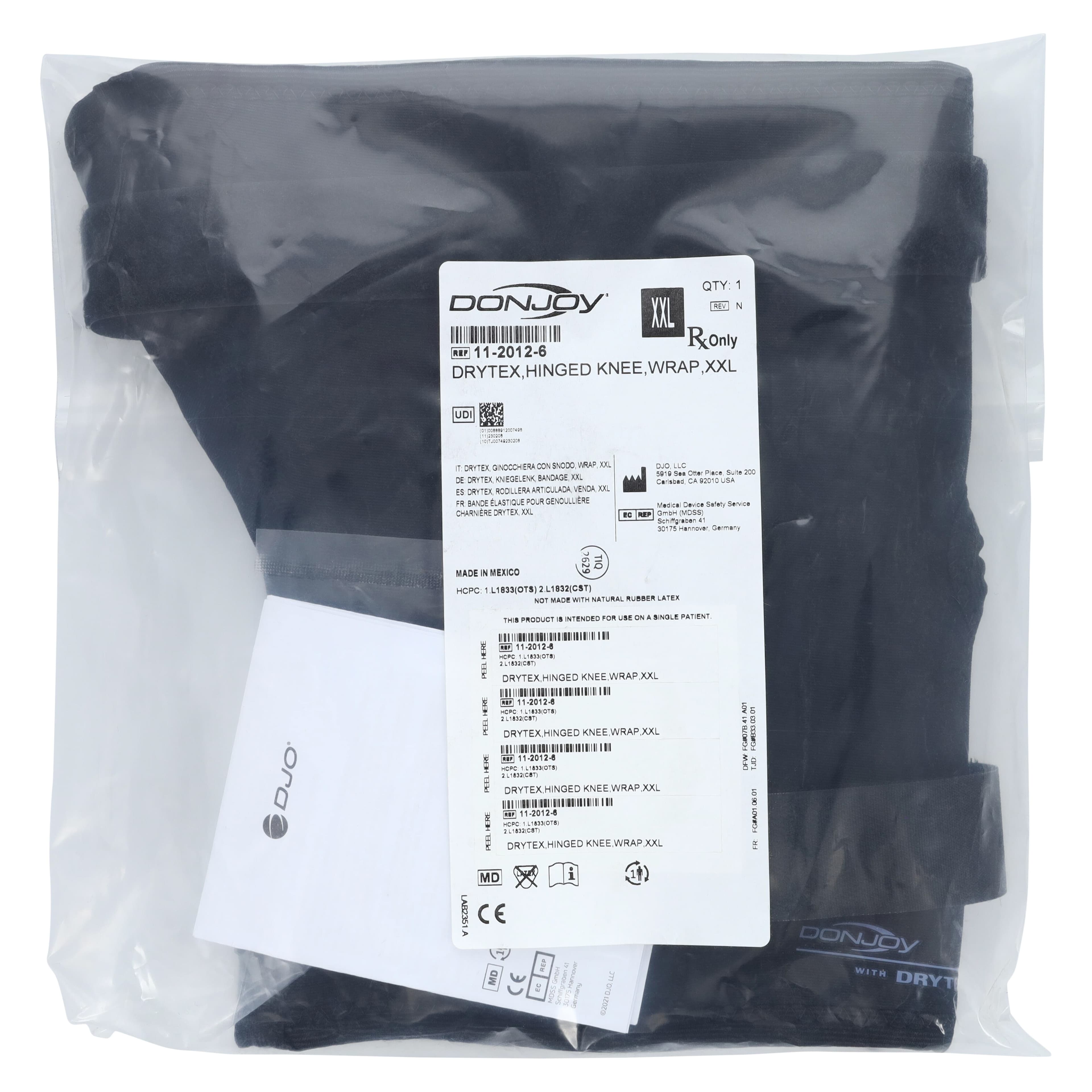 DJO Drytex Wraparound Knee Brace, Adult 2X-Large, 26.5-29.5" thumbnail 6