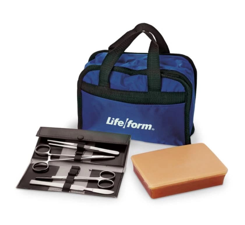 Life/form Suture Training Simulator Kit with Suture Pad, Tray, 2 Carry Cases, Needle Holder, Scissors, Tissue Forceps, Scalpel, and Nylon Suture - Life/Form Suture Kit - Image 1